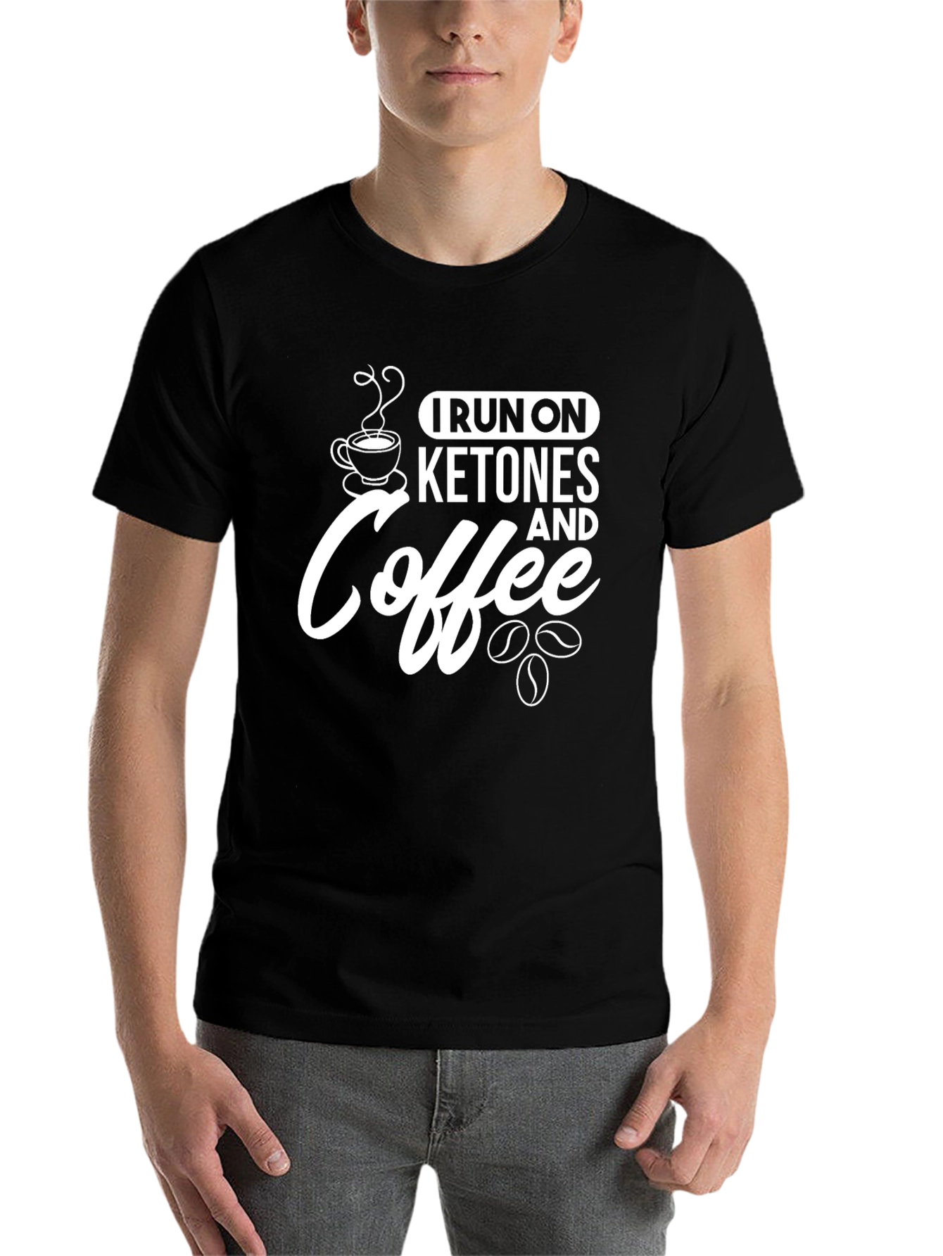 Black I Run On Ketones and Coffee T-Shirt - Black view 7