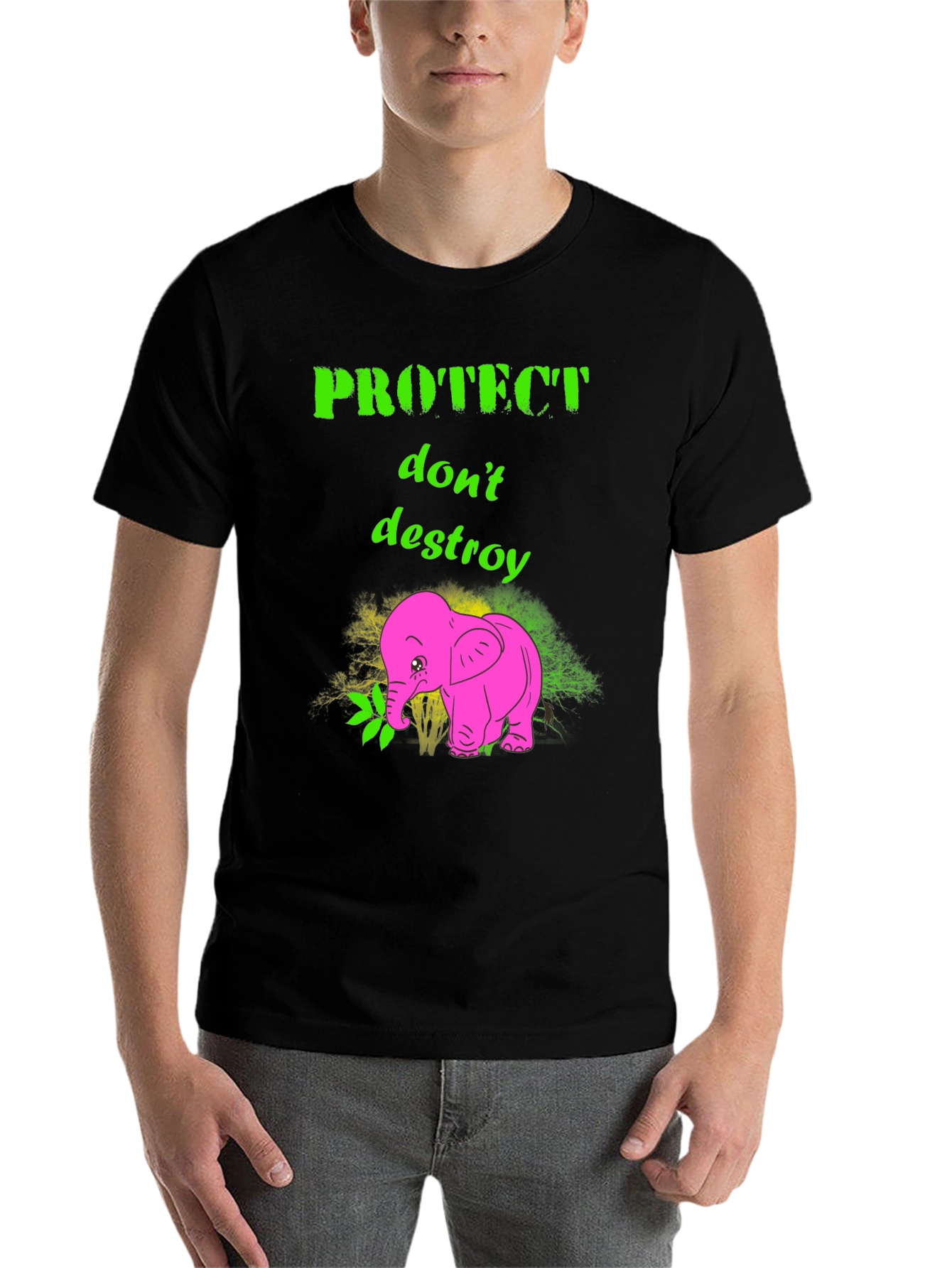 Black Protect Don't Destroy Graphic T-Shirt view 7