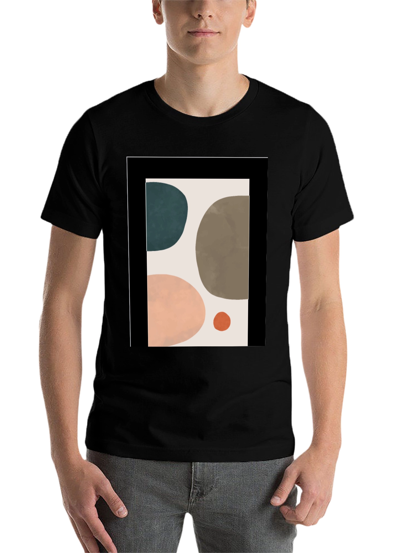 Black Abstract Art T-Shirt - Modern Design Tee view 7