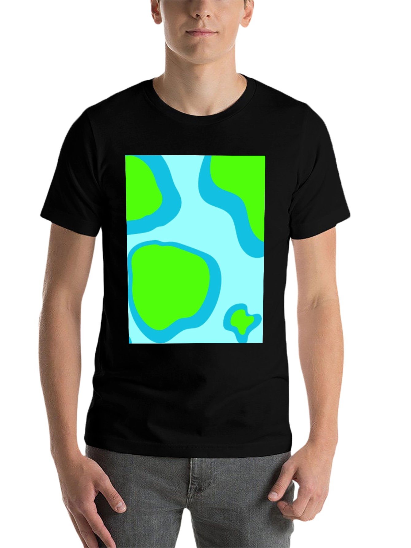 Black Abstract Land & Water Graphic Tee - Black view 7