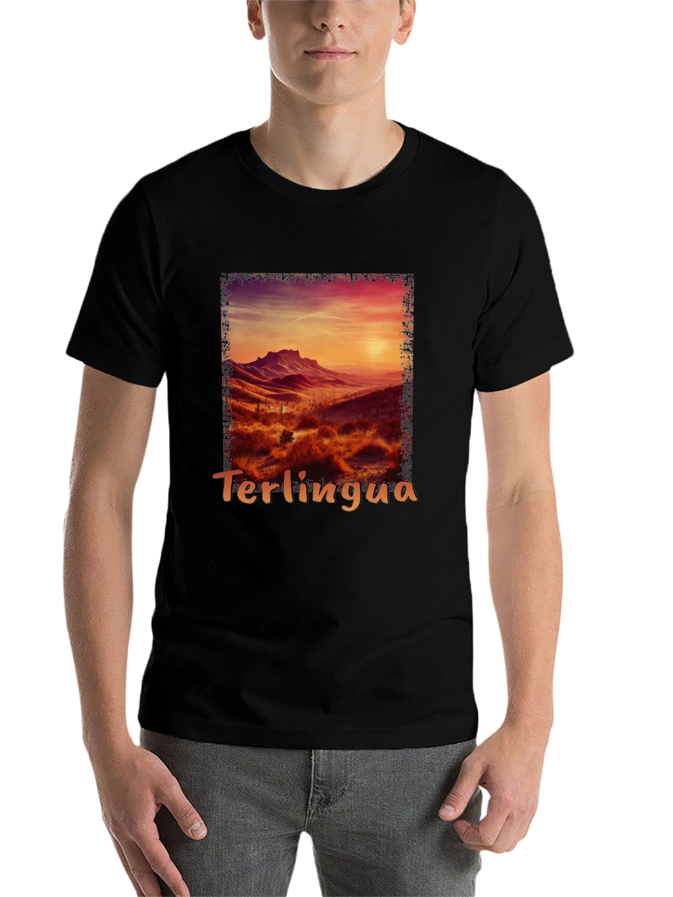 Black Terlingua Sunset Graphic Tee - Desert Scene Shirt view 7