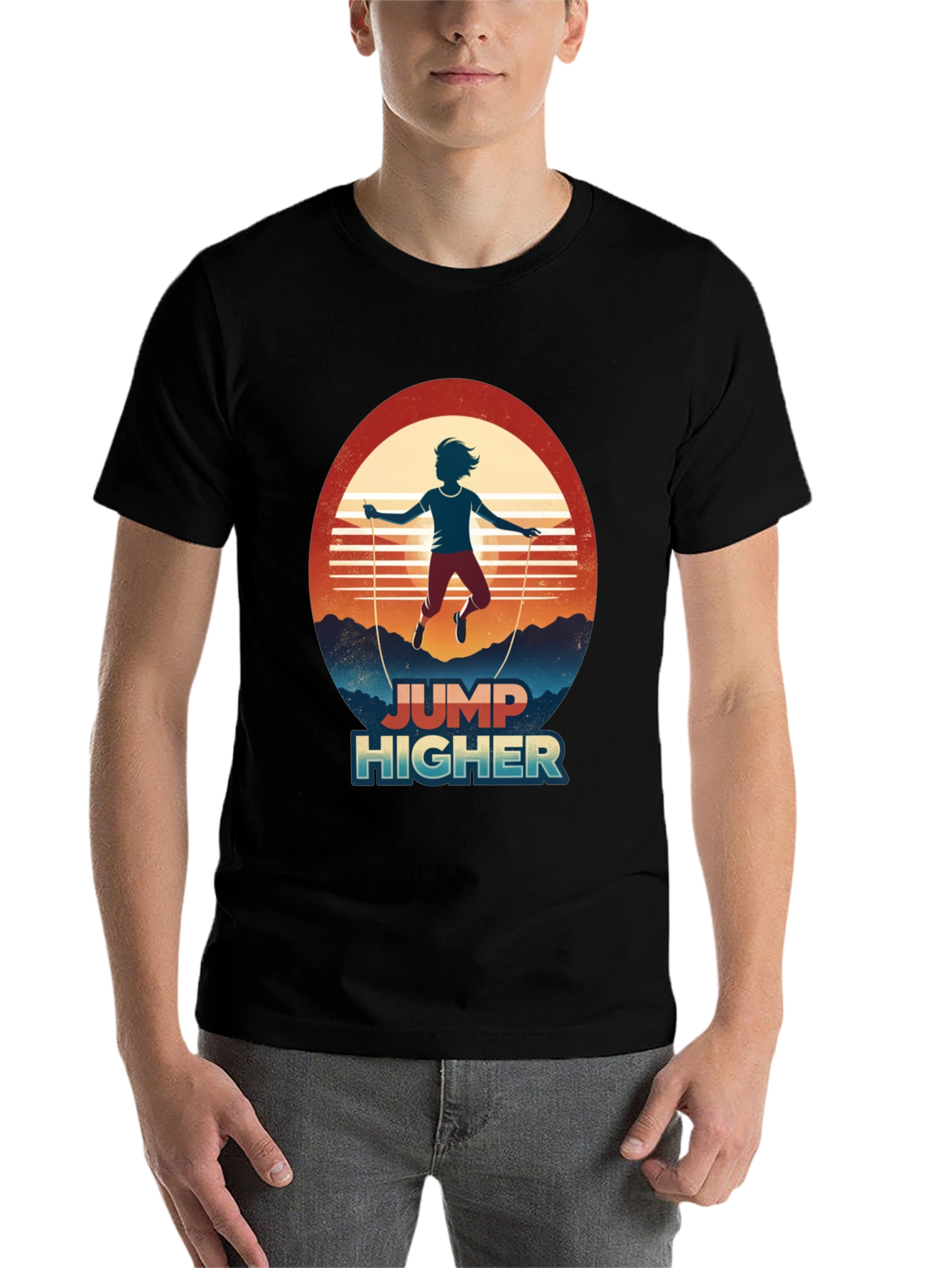Black Jump Higher Graphic Tee - Retro Style view 7