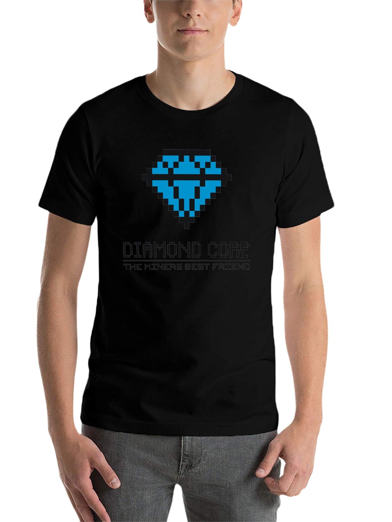 Black Pixel Art Diamond Tee - Classic Gamer Style view 7