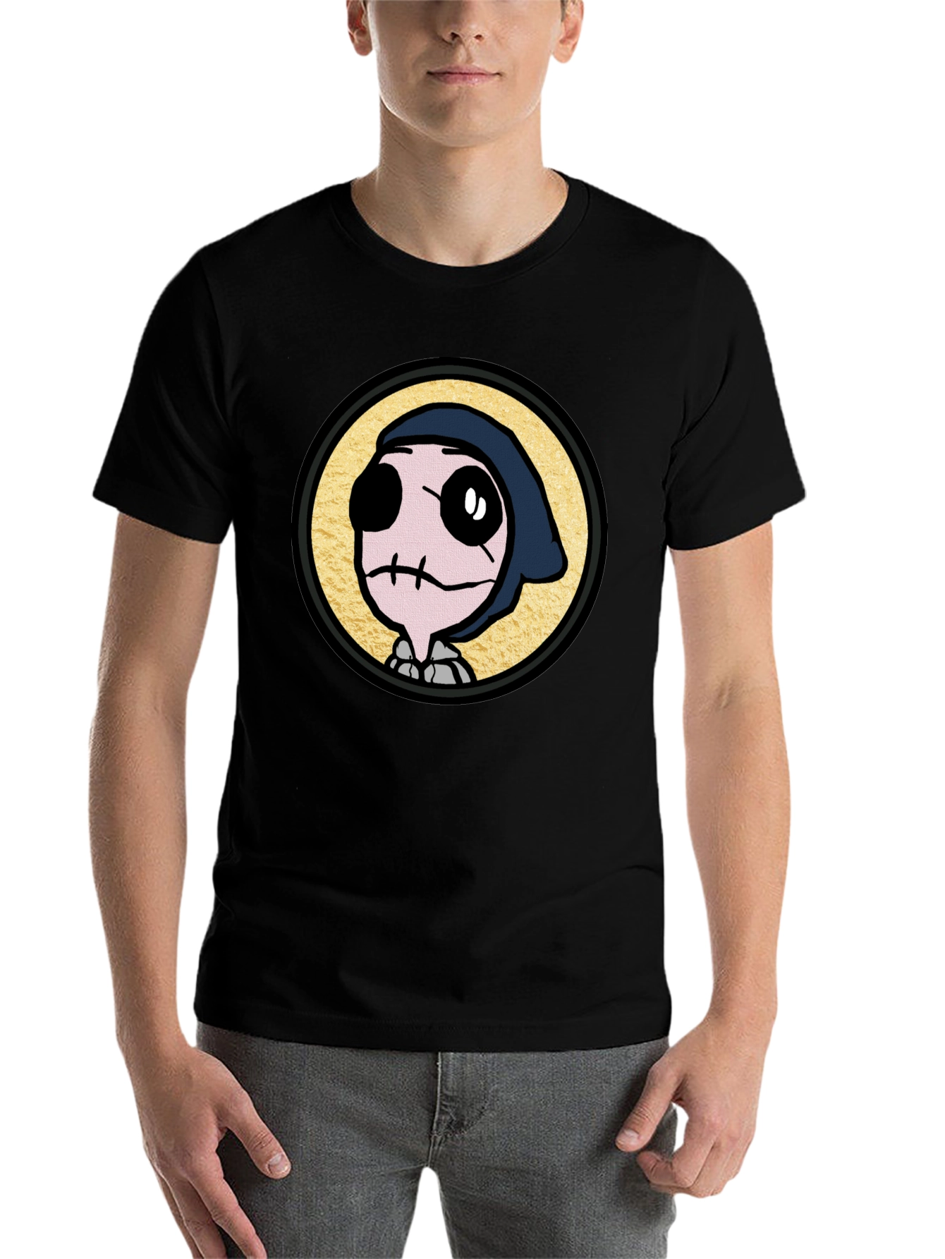 Black Grim Reaper Cartoon Graphic T-Shirt view 7