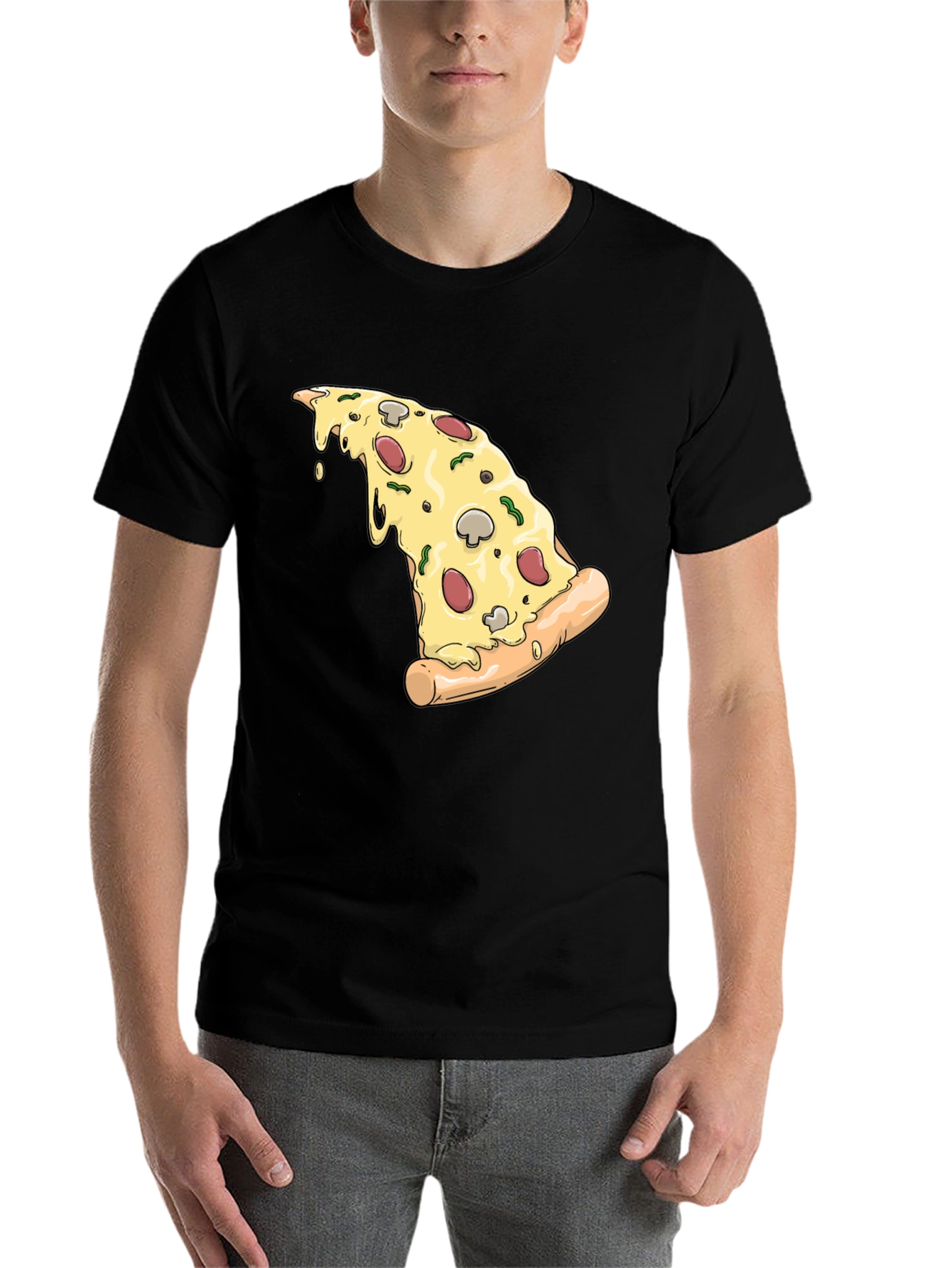 Pizza Slice Graphic T-Shirt - Black - 7