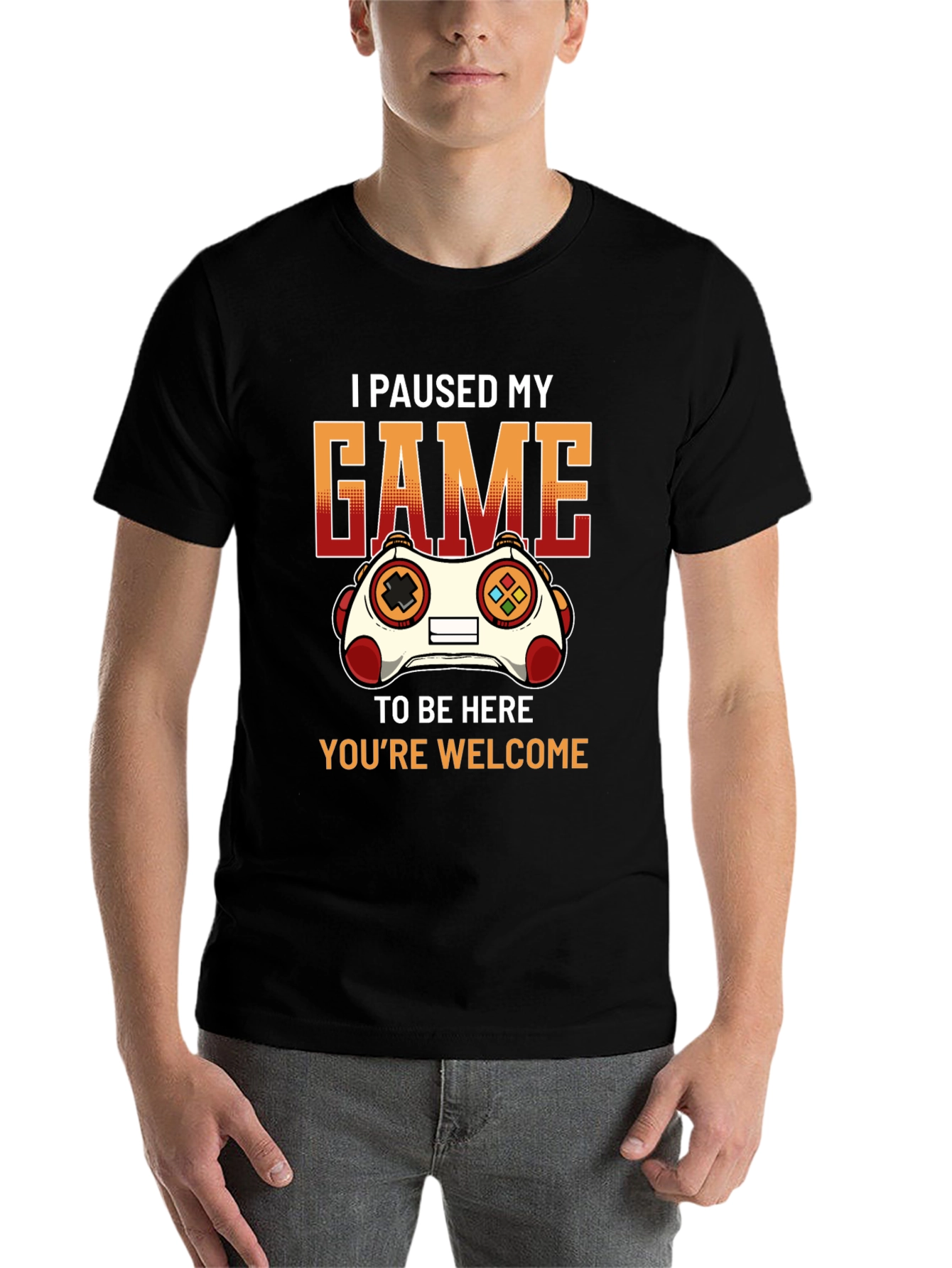 Black Gamer T-Shirt: I Paused My Game To Be Here view 7