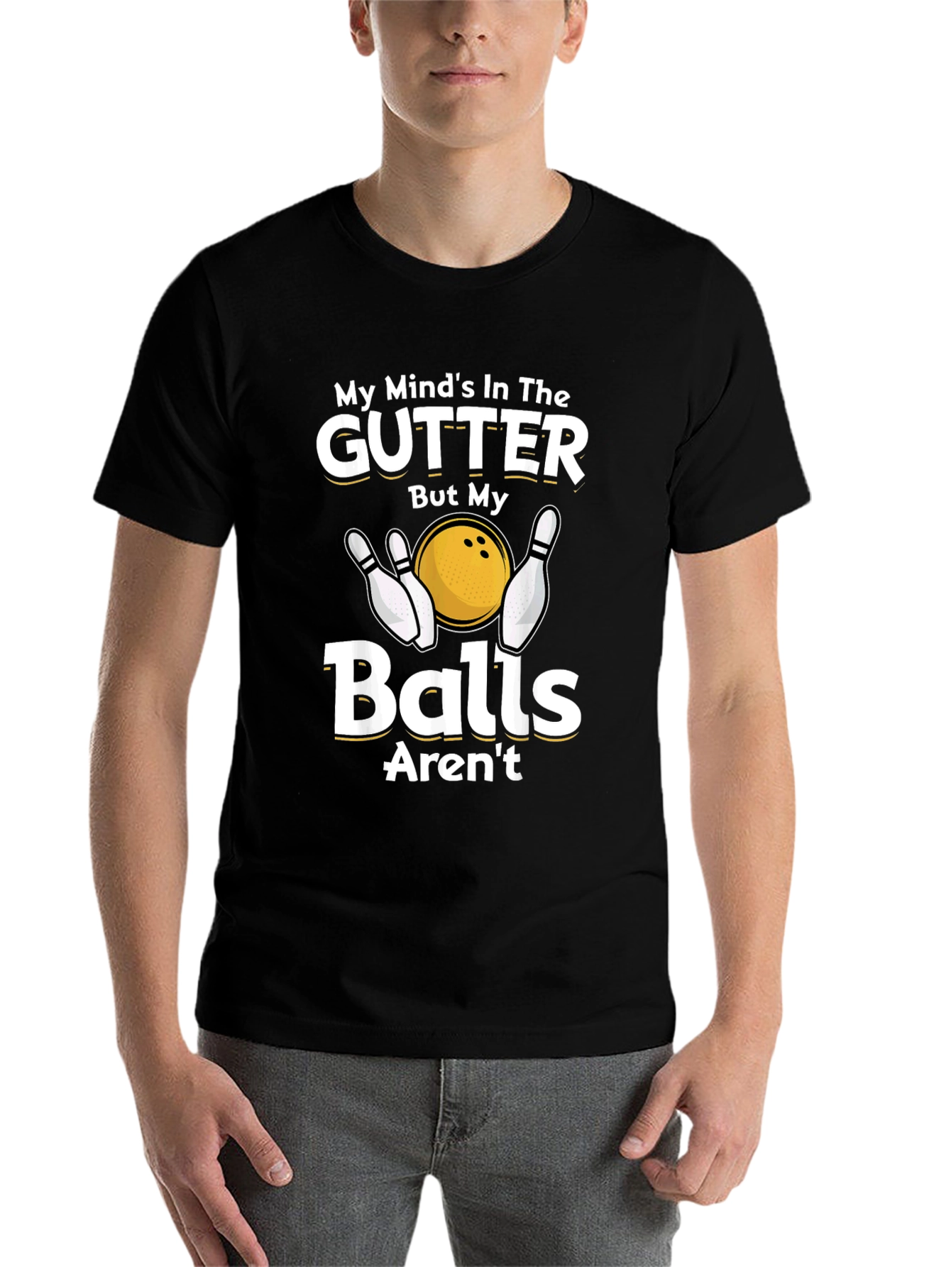 Black My Mind's In The Gutter Bowling T-Shirt view 7