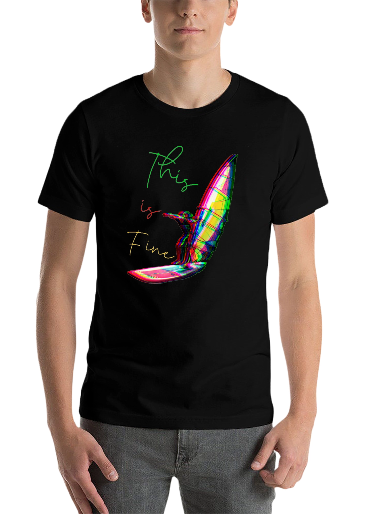 Black This is Fine Windsurfing T-Shirt - Black view 7