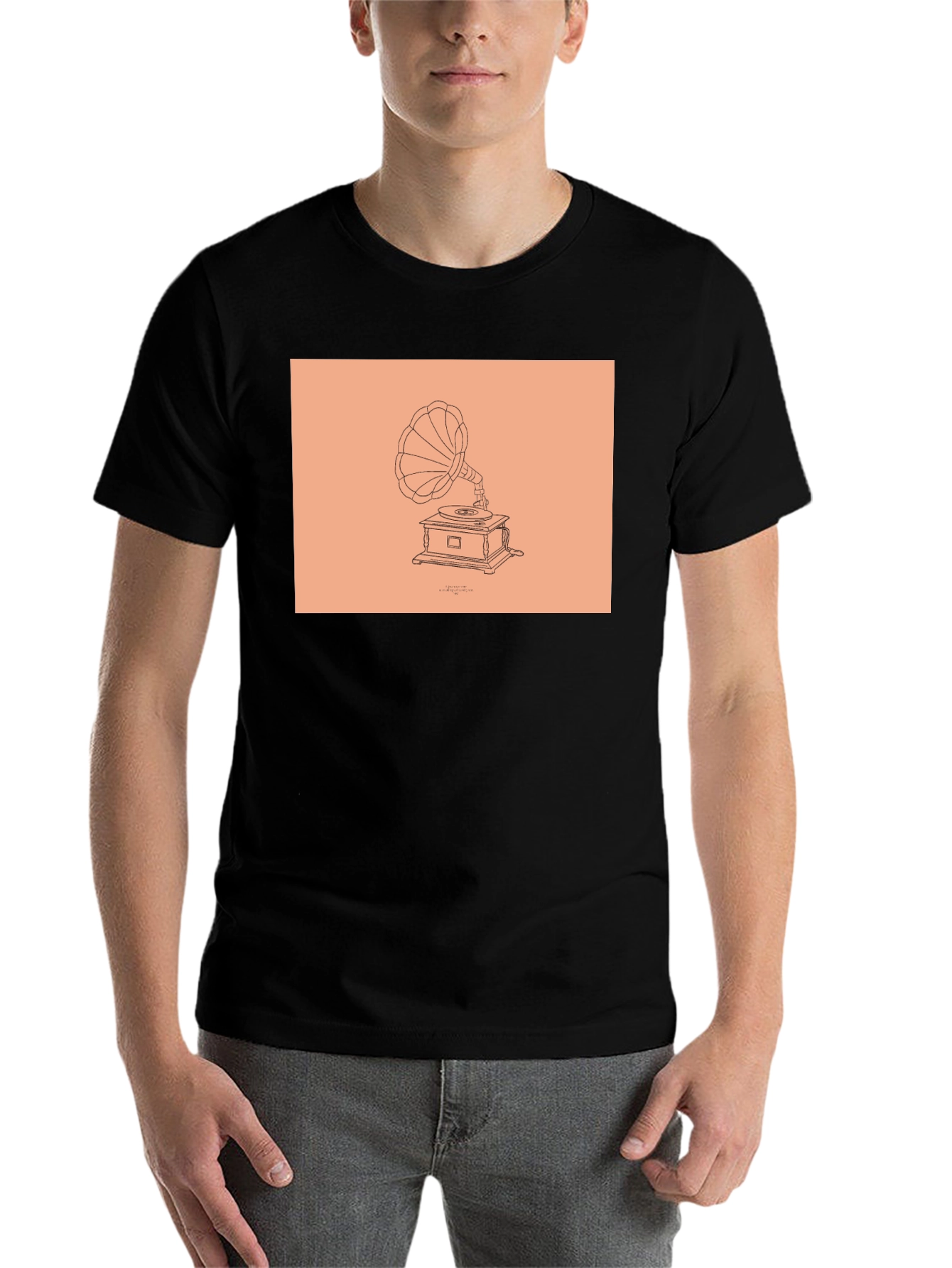 Black Vintage Gramophone T-Shirt - Retro Style view 7