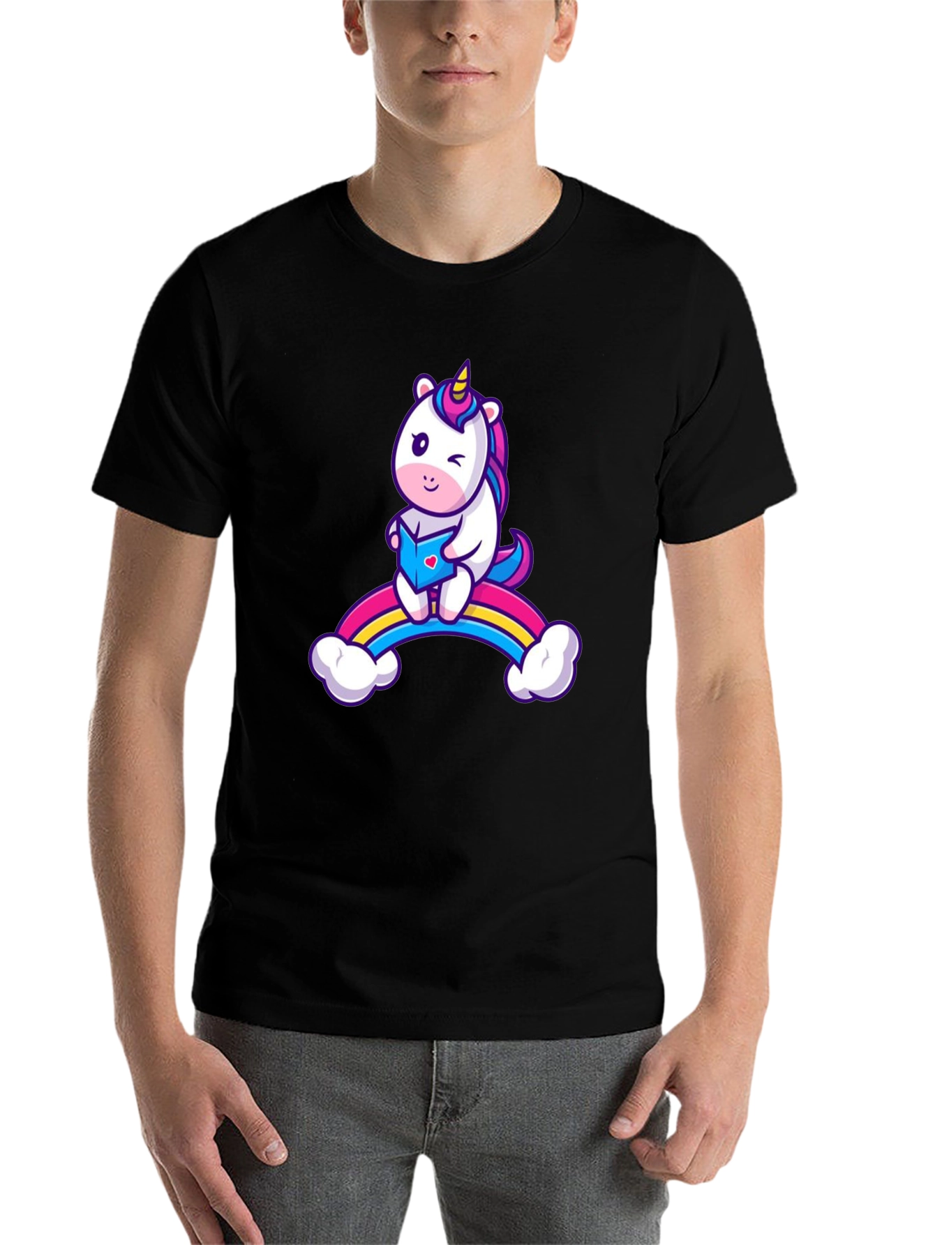 Black Unicorn Rainbow T-Shirt - Magical Fun Style view 7