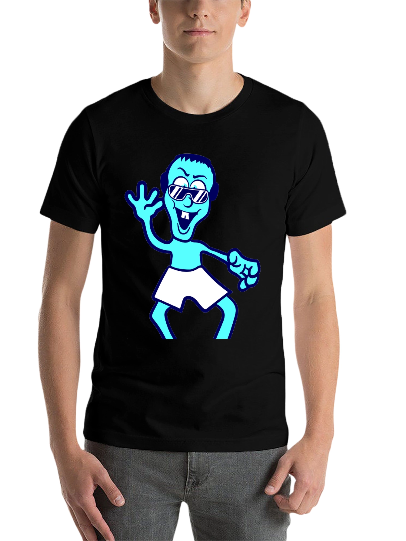 Black Cartoon Graphic T-Shirt - Black view 7