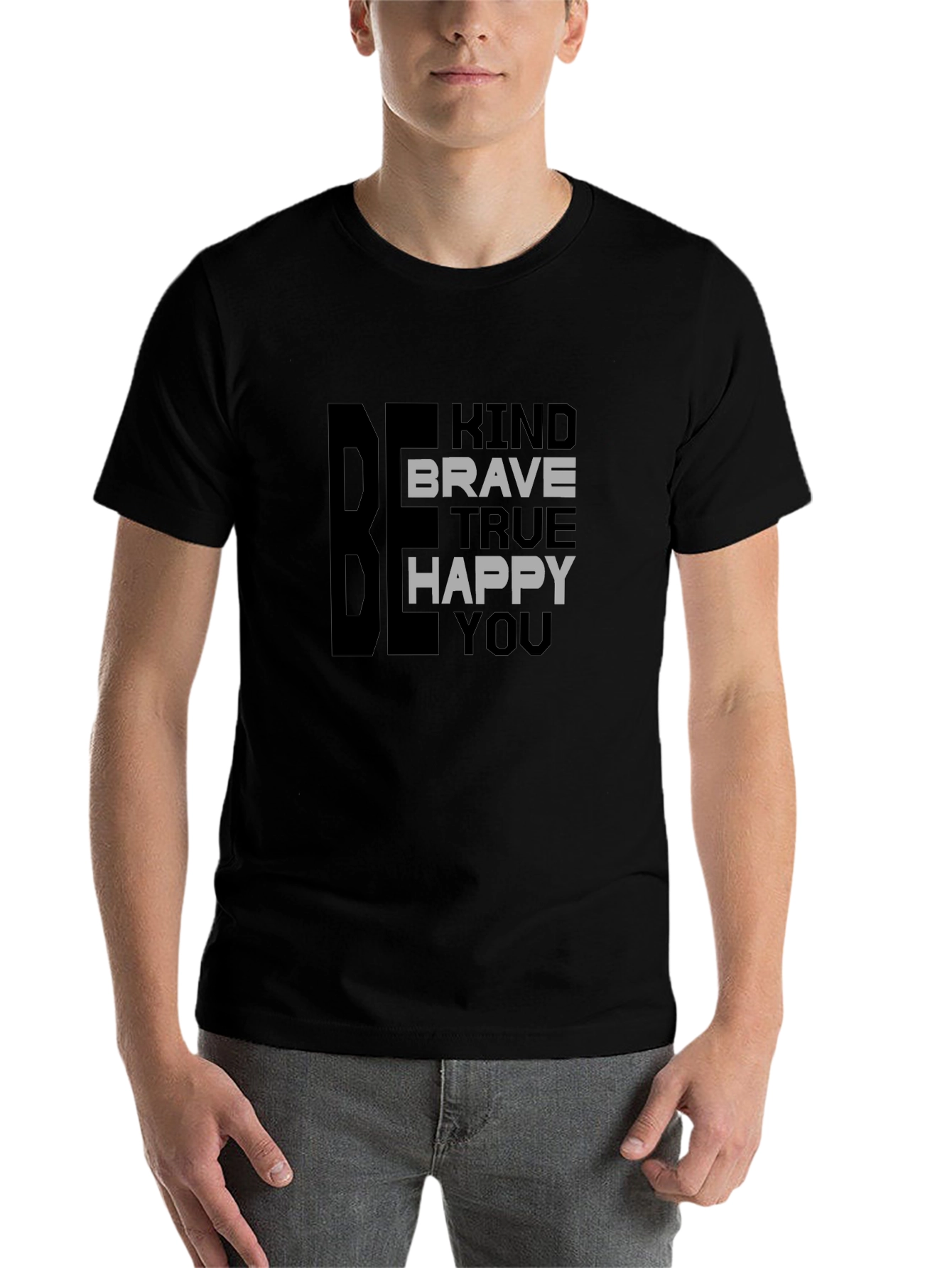 Black Be Kind Brave True Happy You T-Shirt view 7