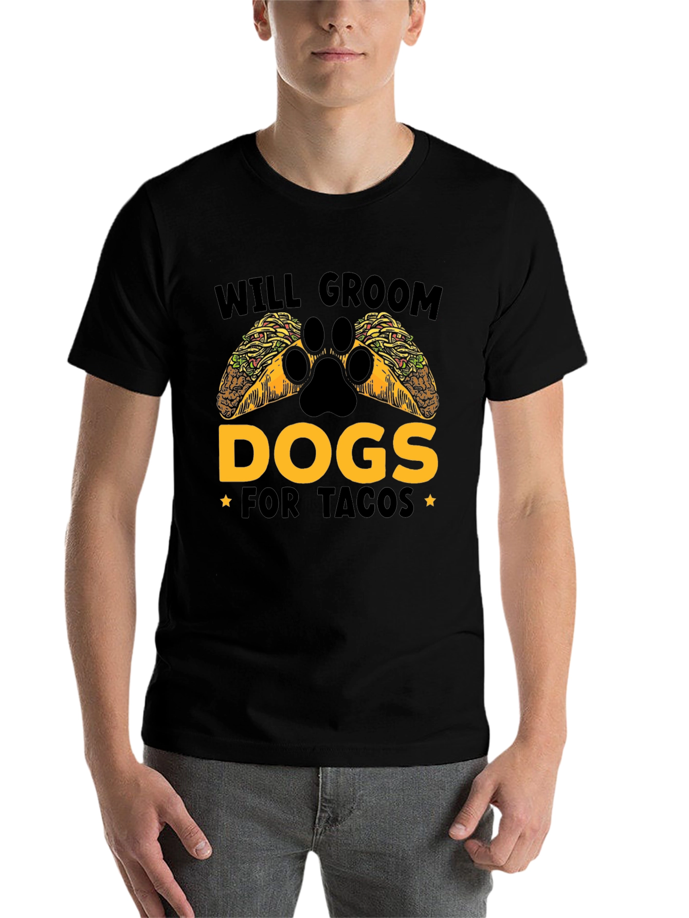 Black Will Groom Dogs for Tacos Funny T-Shirt view 7