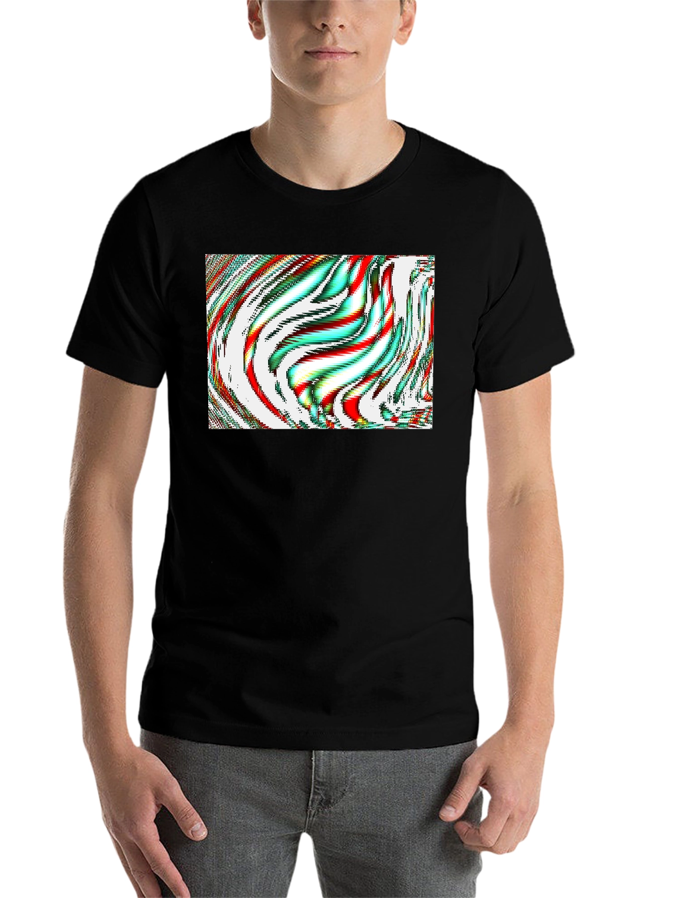 Black Abstract Art Graphic Tee - Men's Black T-Shirt view 7