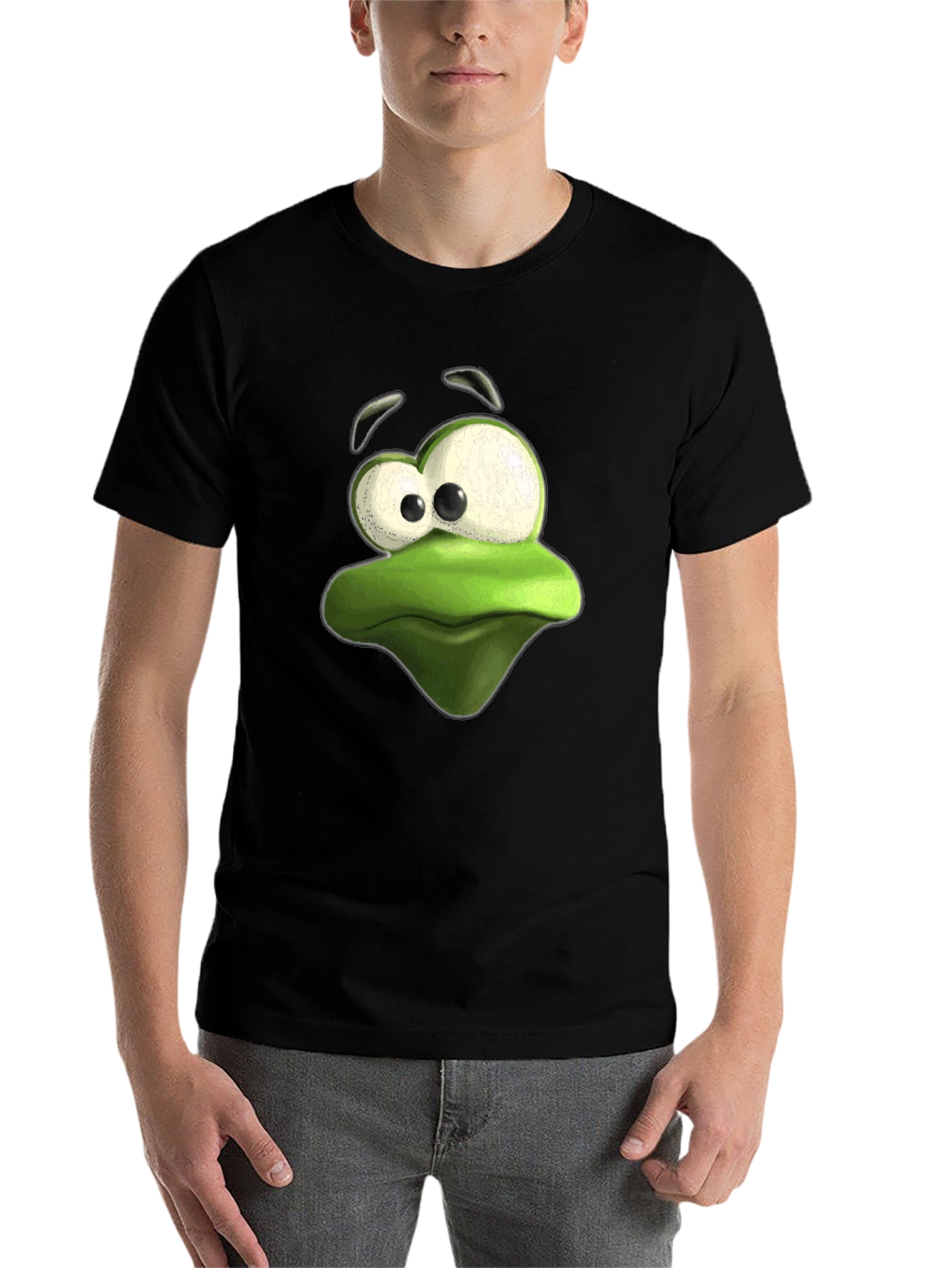 Black Frog Face Graphic Tee - Black Cotton T-Shirt view 7