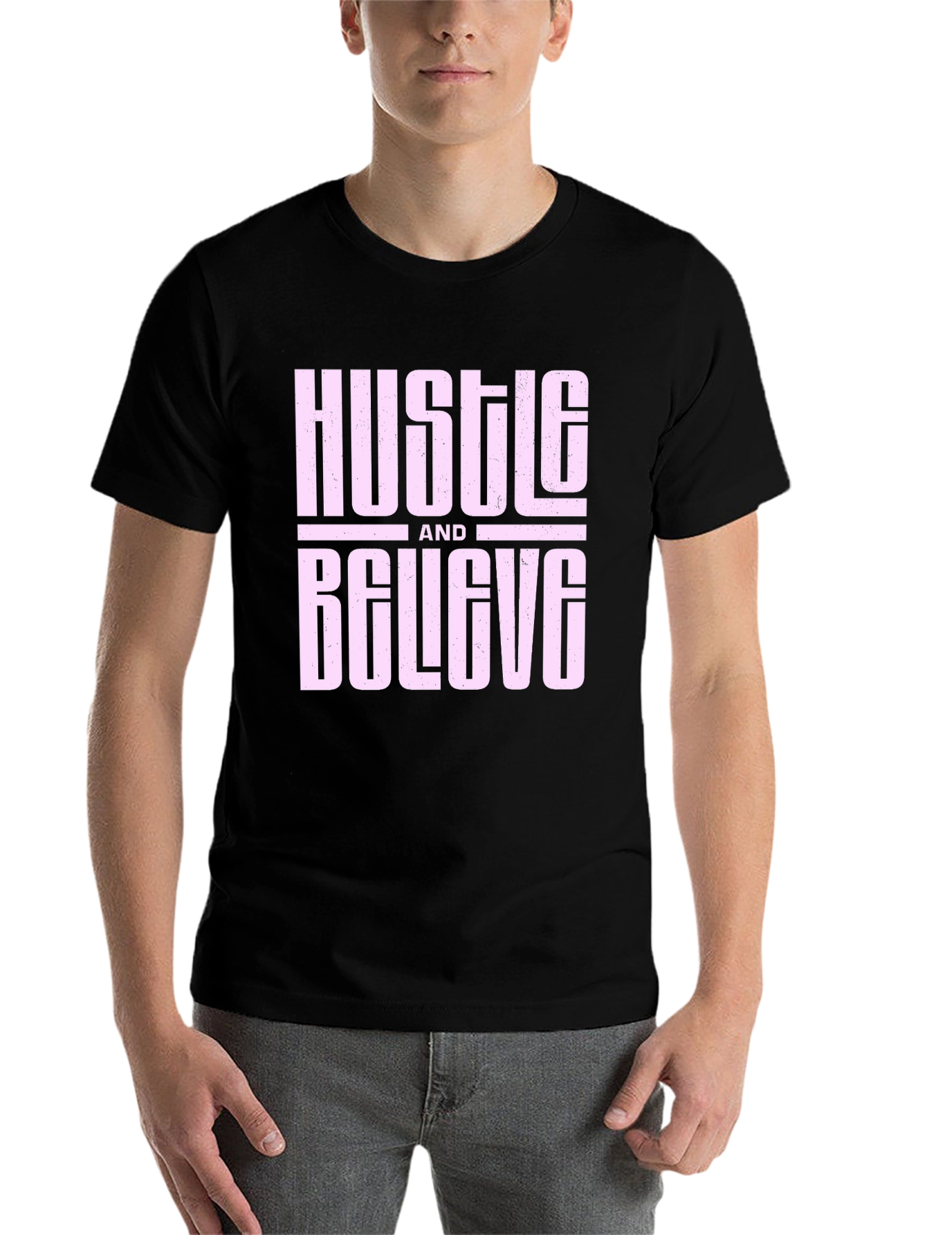Black Hustle and Believe Graphic Tee - Black view 7