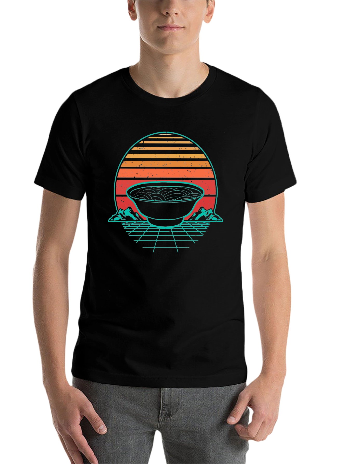 Black Retro Ramen Bowl Graphic Tee view 7