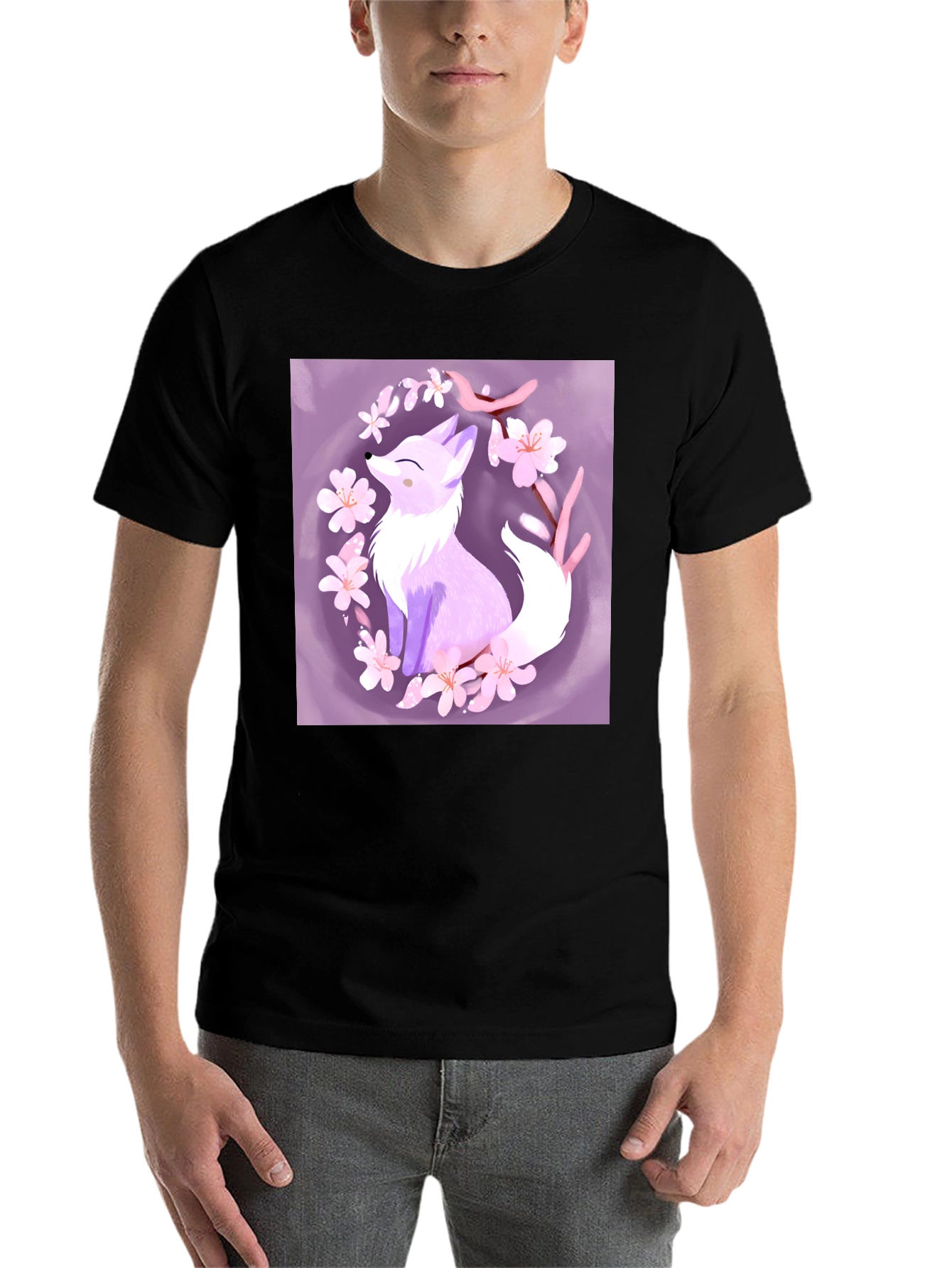 Black Fox Blossom Graphic Tee - Stylish & Unique view 7