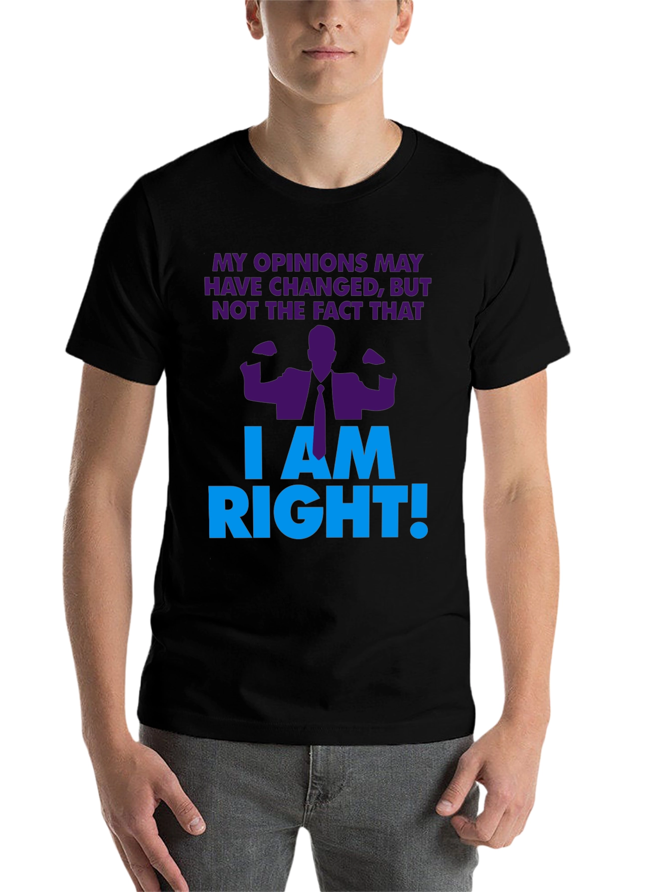Black I Am Right! Graphic T-Shirt - Novelty Design view 7