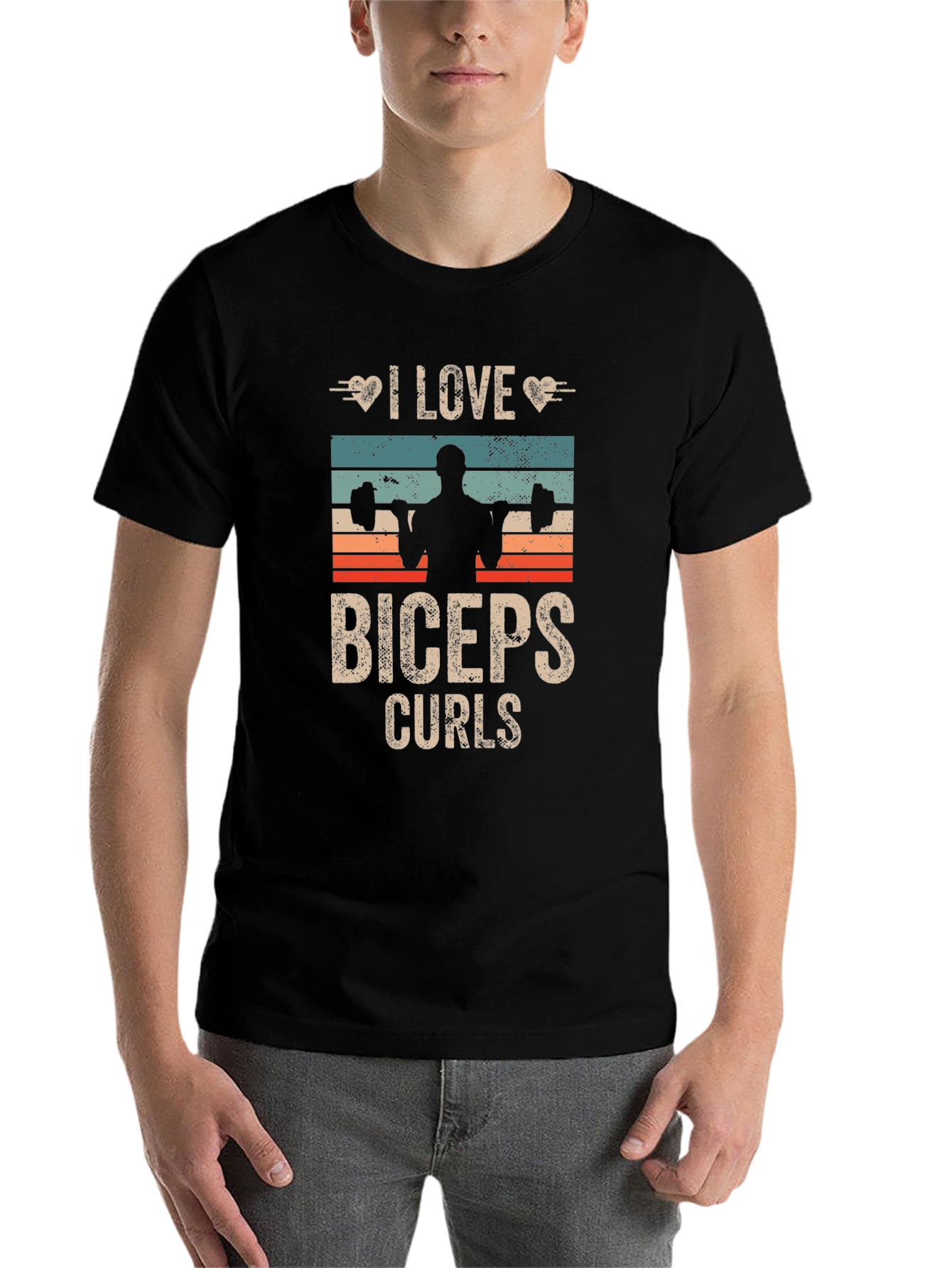 Black I Love Biceps Curls Graphic T-Shirt view 7