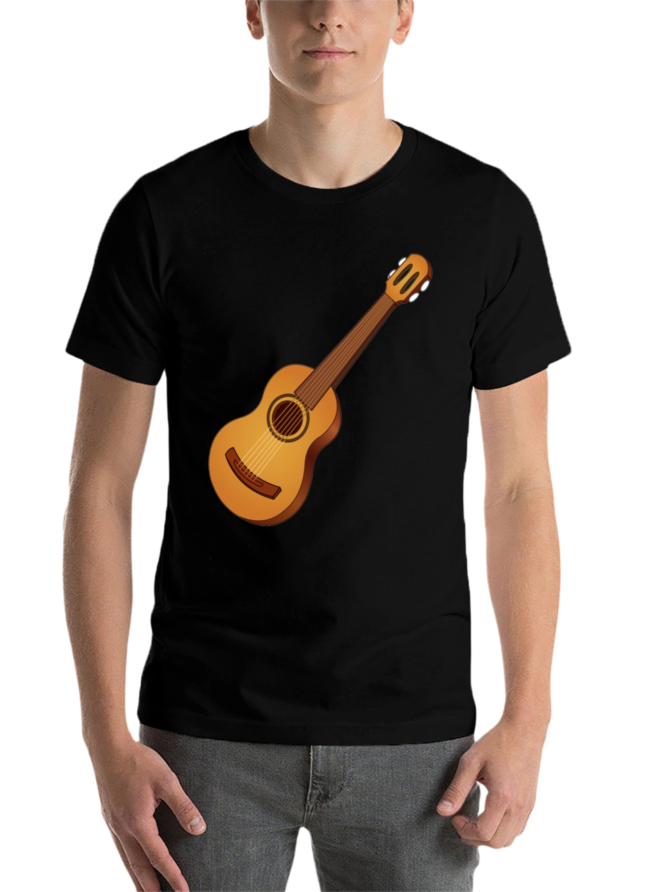 Black Guitar Graphic Tee - Black Cotton T-Shirt view 7
