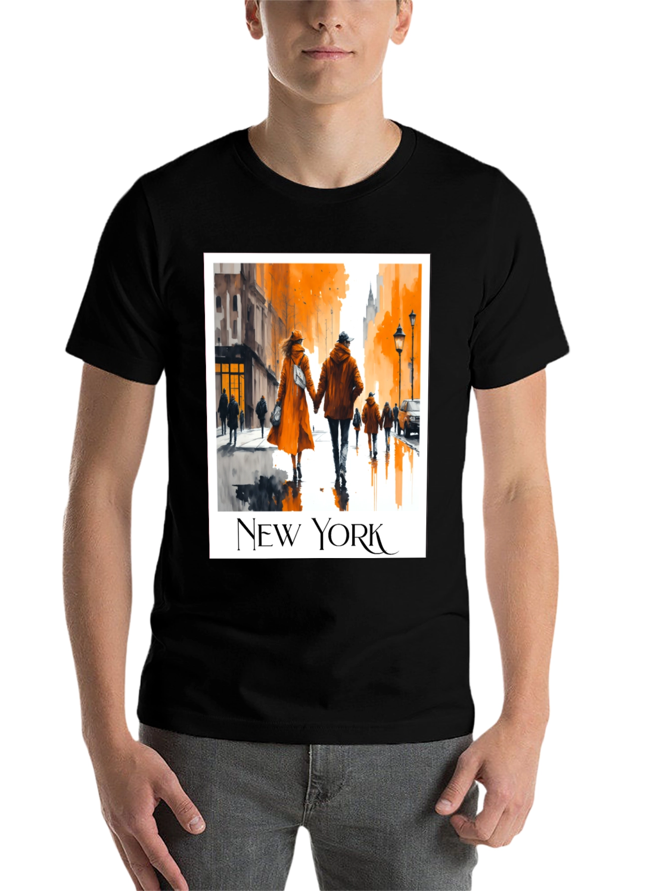 Black New York City Couple T-Shirt view 7