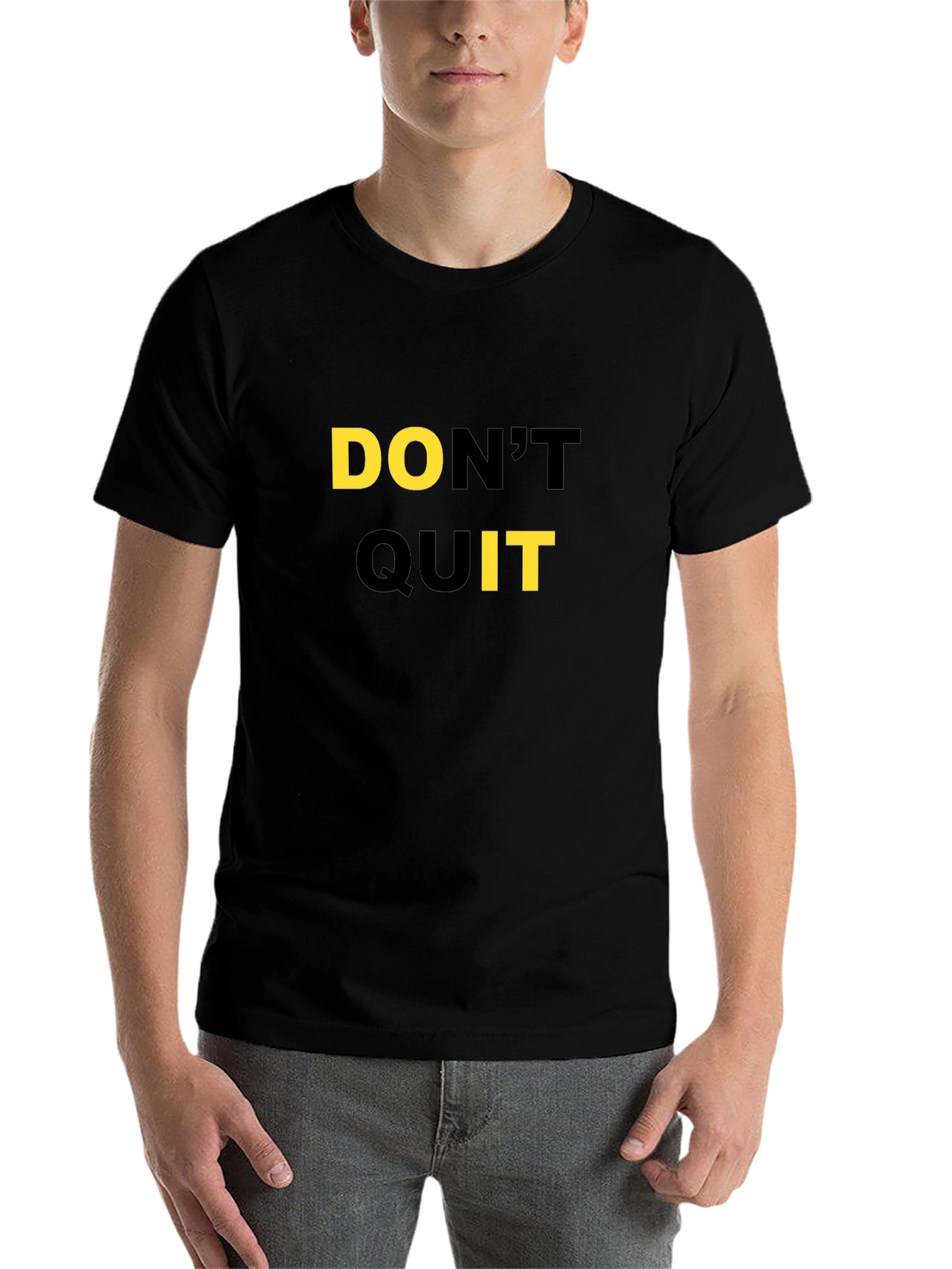 Black Motivational Don't Quit Black T-Shirt view 7