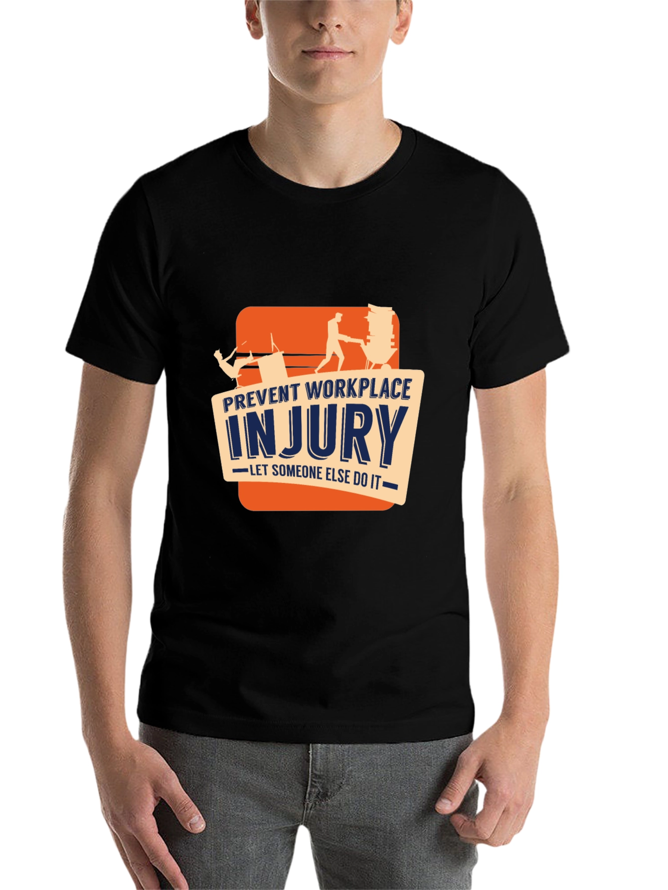Black Prevent Workplace Injury Graphic Tee view 7