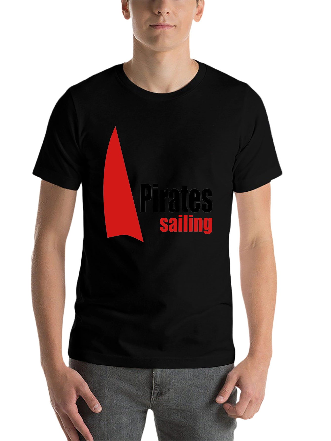 Black Pirates Sailing Black Cotton T-Shirt view 7