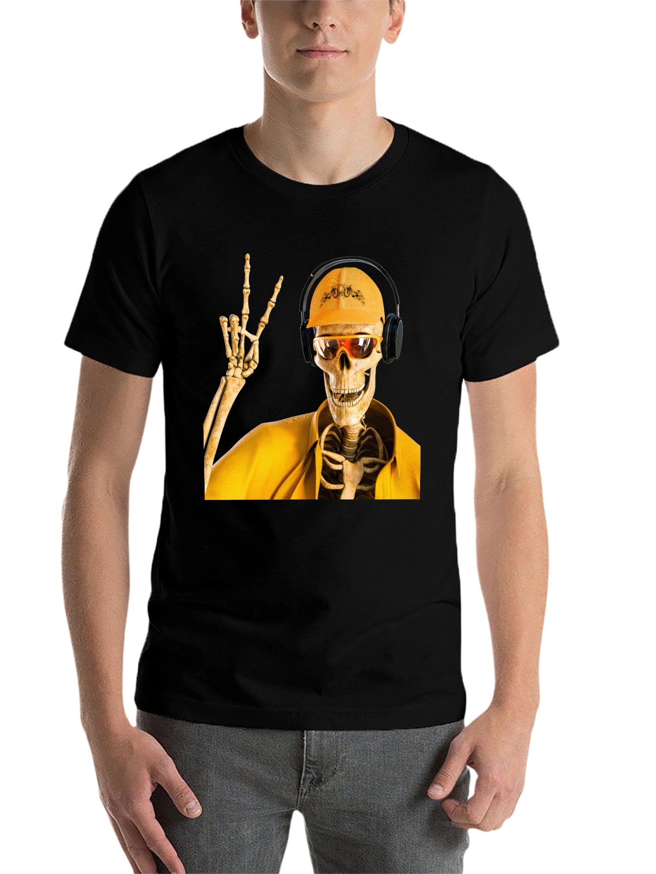 Black Construction Skeleton Graphic T-Shirt view 7