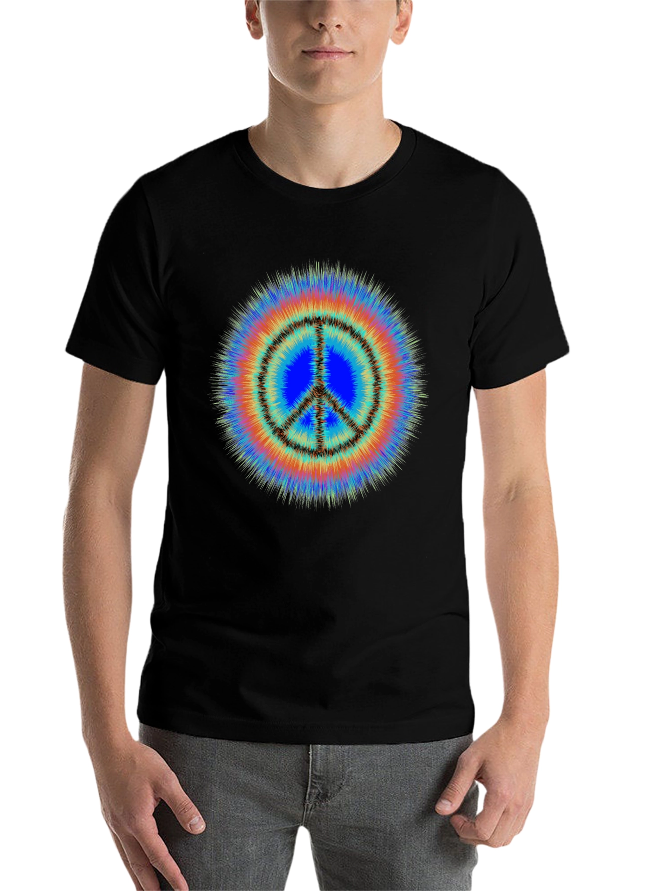 Black Retro Peace Sign Tie Dye T-Shirt - Groovy Style view 7