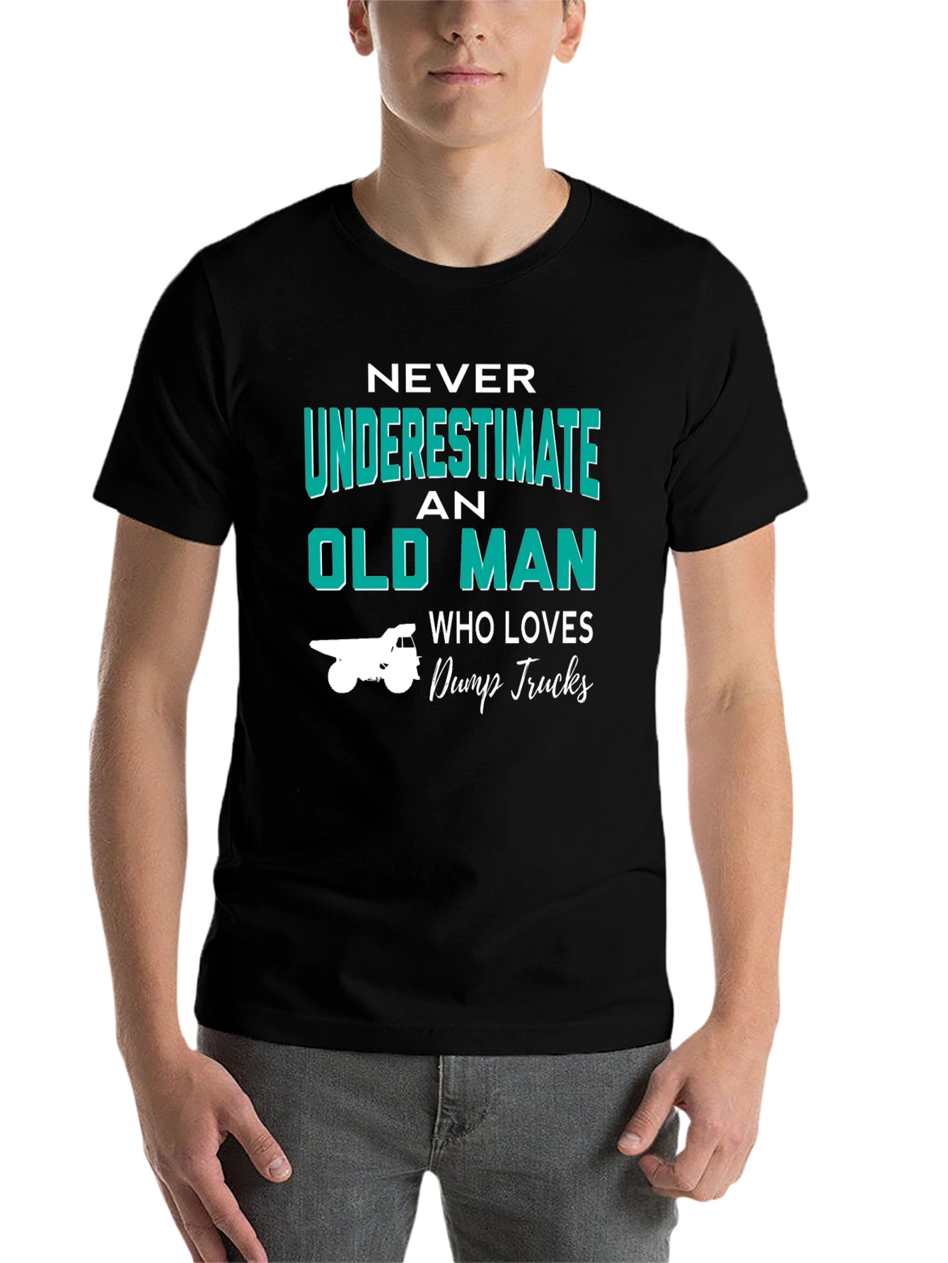 Black Never Underestimate Old Man Dump Trucks T-Shirt view 7