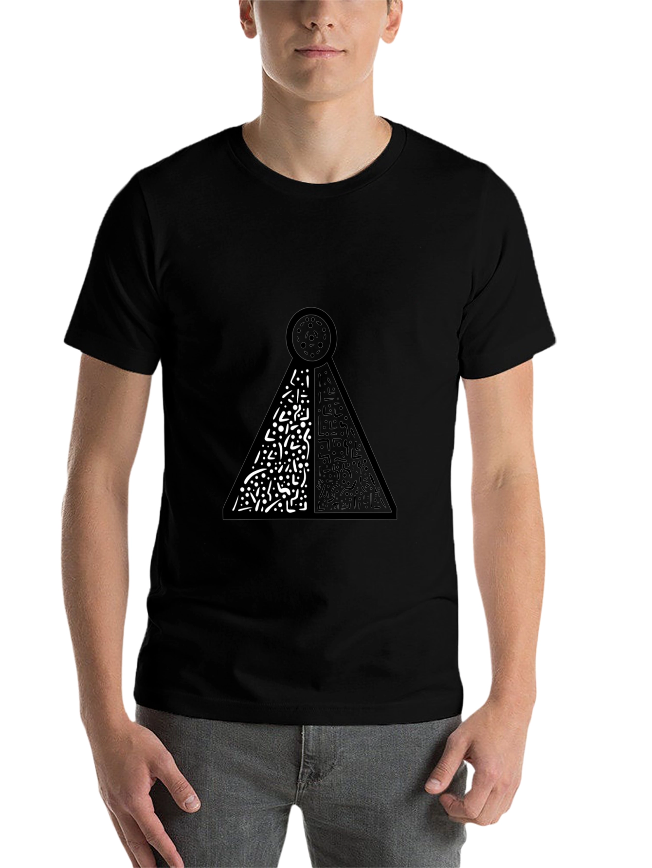 Black Abstract Graphic Print Black T-Shirt view 7