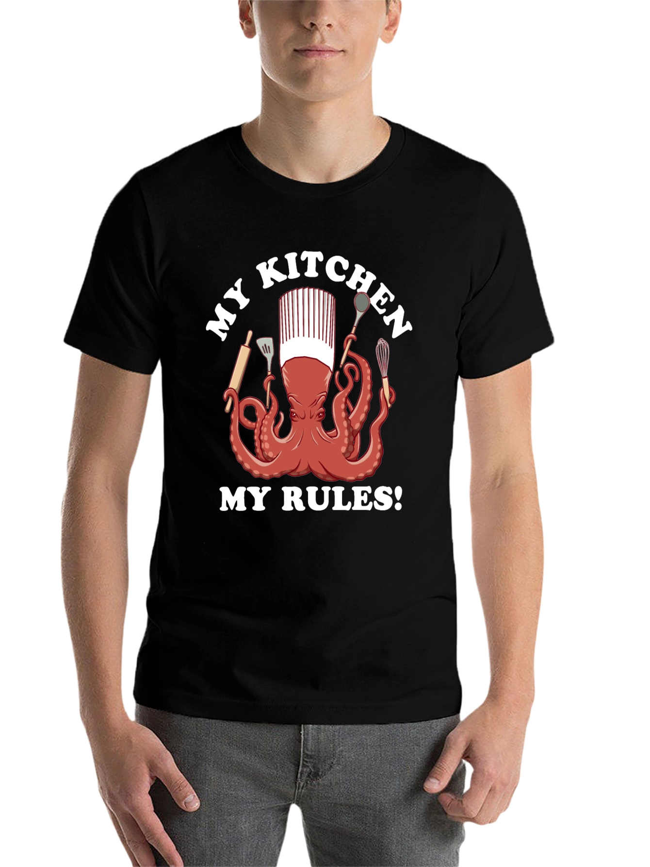 Black Chef Octopus Graphic T-Shirt - Kitchen Rules view 7