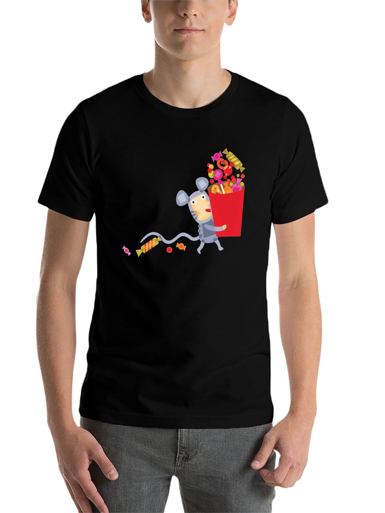Black Candy Mouse Graphic Tee - Unisex Black T-Shirt view 7