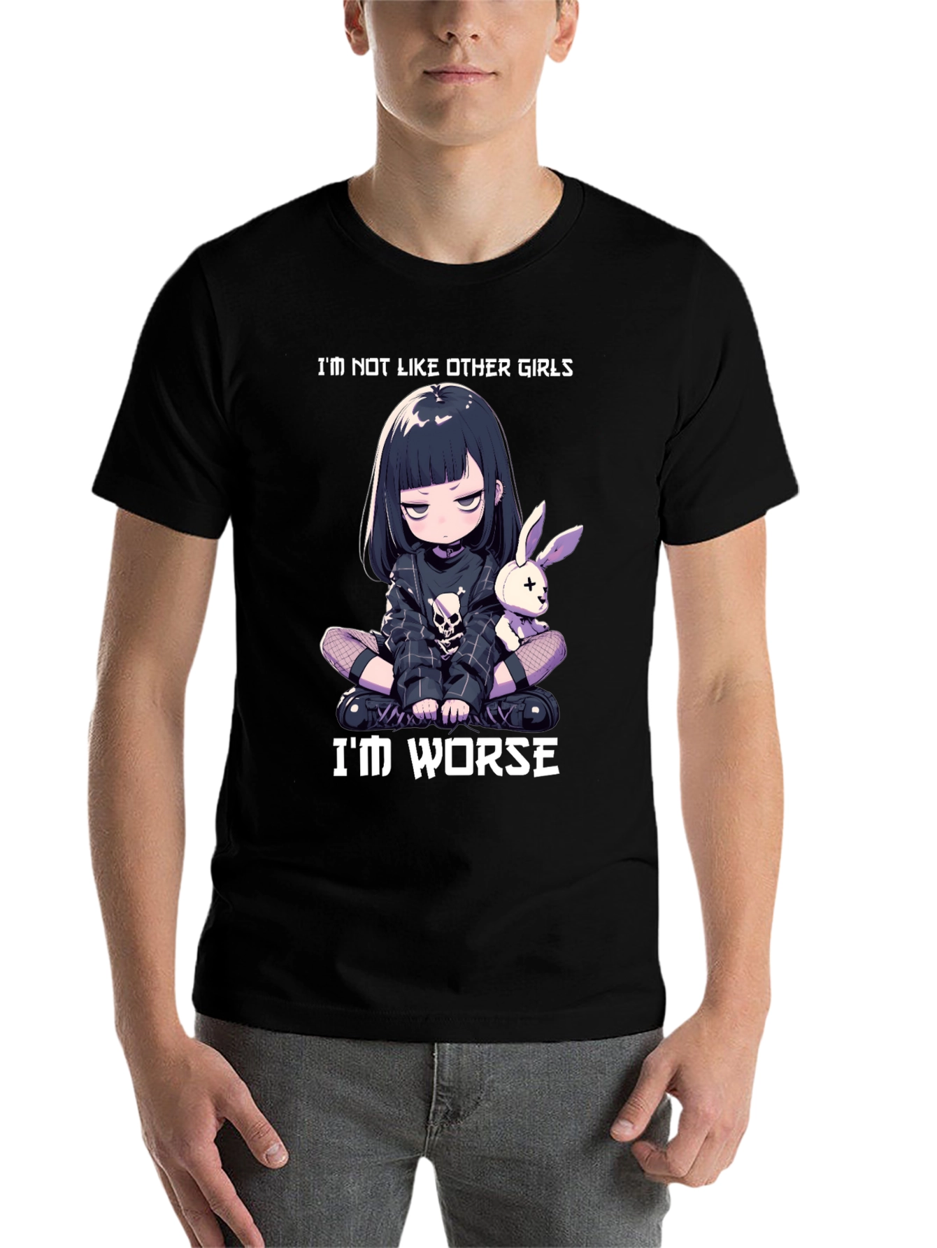 Black Edgy Anime Girl T-Shirt - I'm Not Like Other Girls - I'm Worse view 7