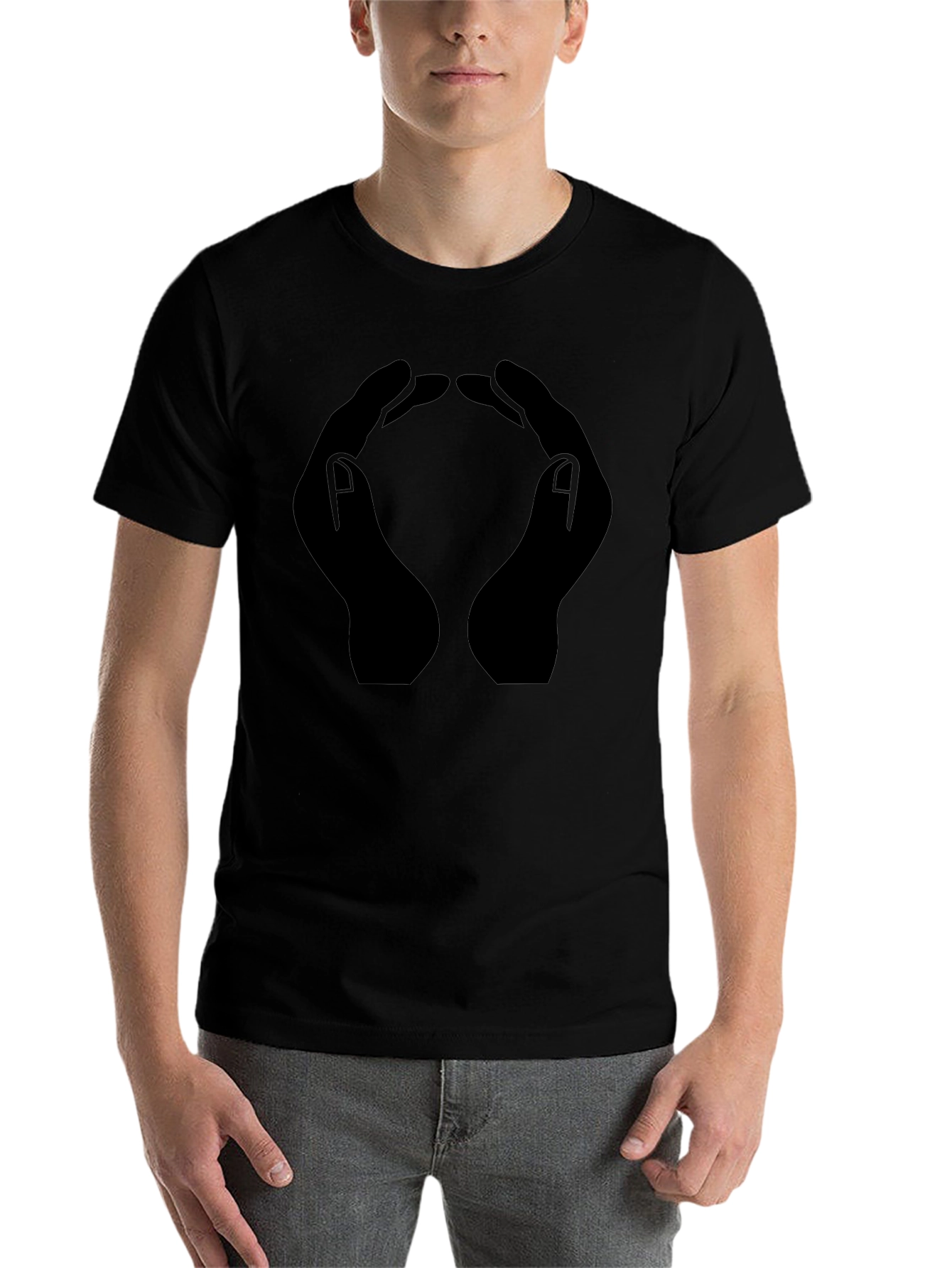 Hands Forming Circle Graphic T-Shirt - Black - 7