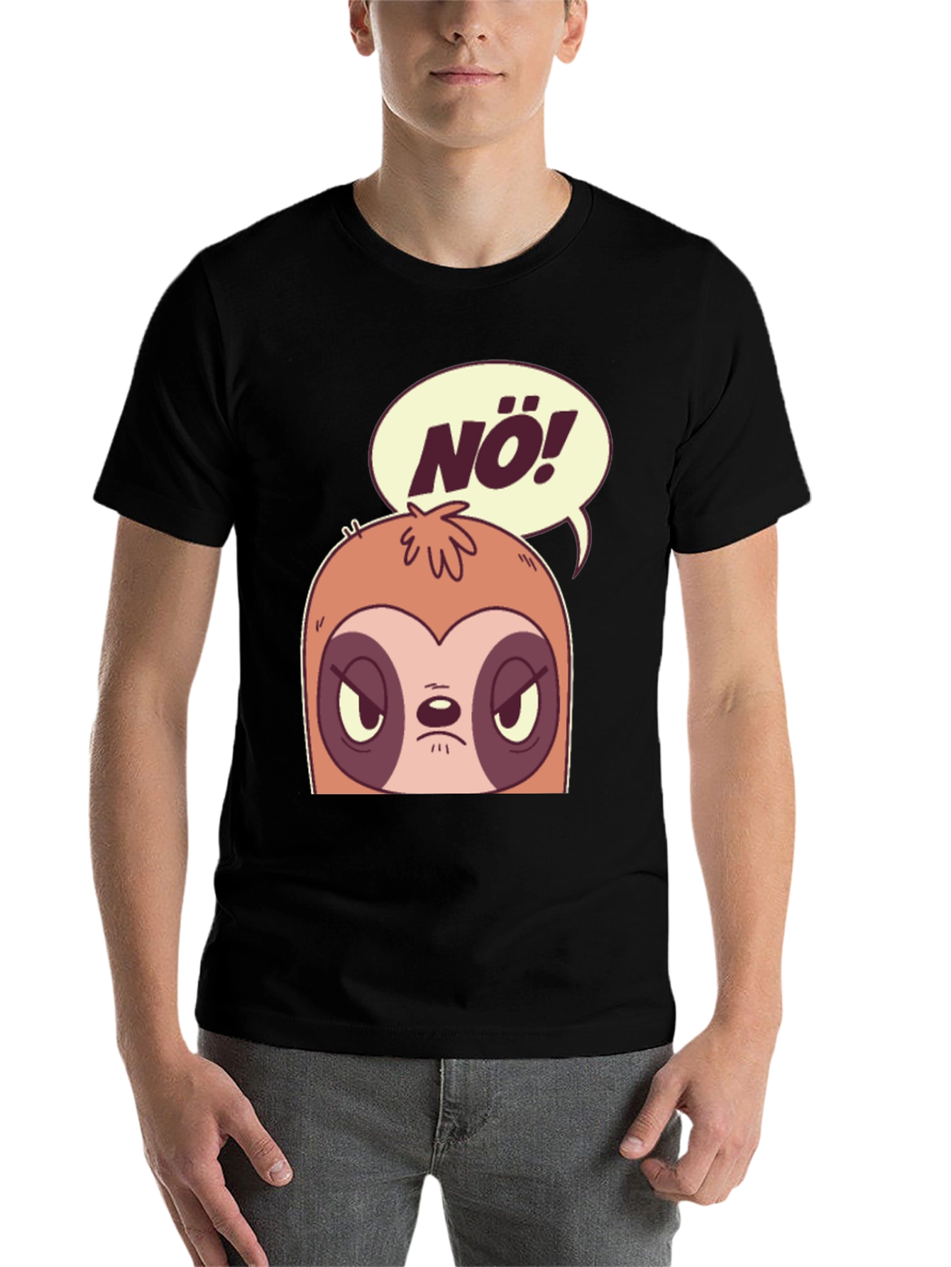 Black Nö Sloth Graphic Tee - Funny Novelty T-Shirt view 7