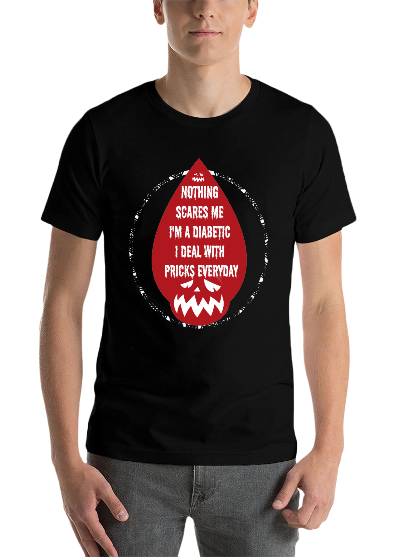 Black Diabetic Prick Graphic Tee - Funny Diabetes Awareness Shirt view 7