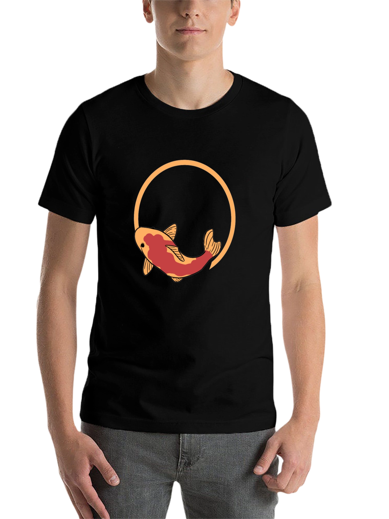 Black Koi Fish Graphic T-Shirt - Artistic Design view 7