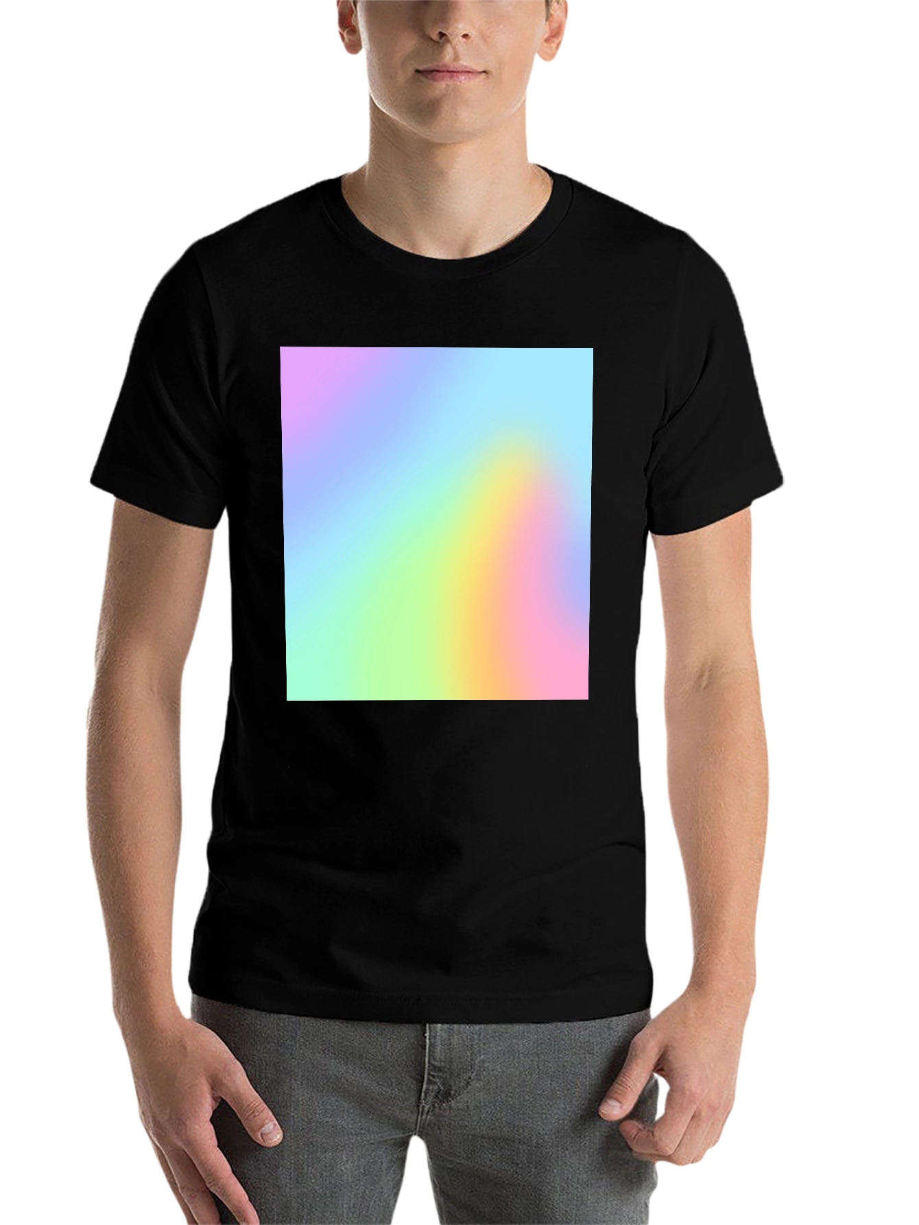 Black Vibrant Spectrum Graphic Black T-Shirt view 7