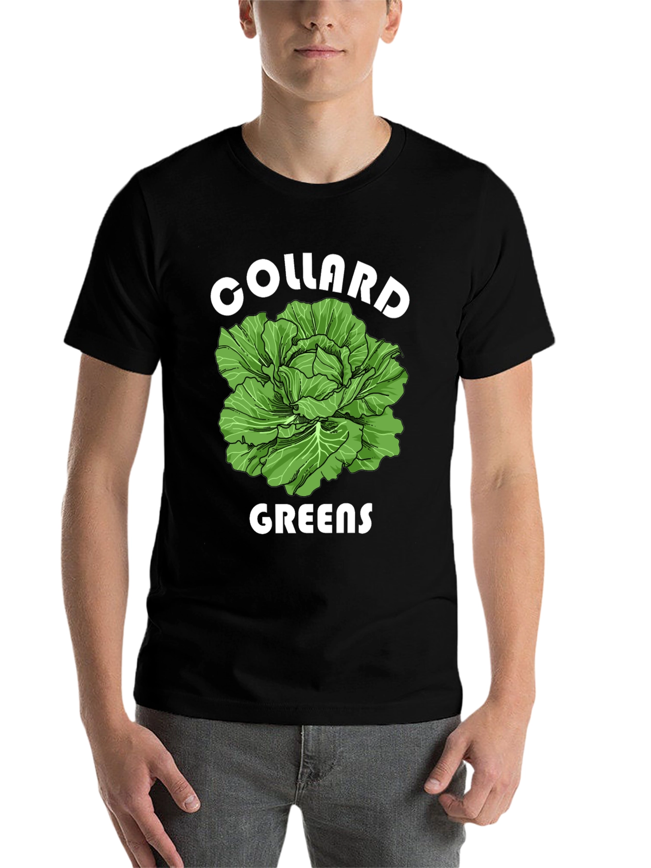 Black Collard Greens Graphic T-Shirt - Fresh Vegetable Tee view 7
