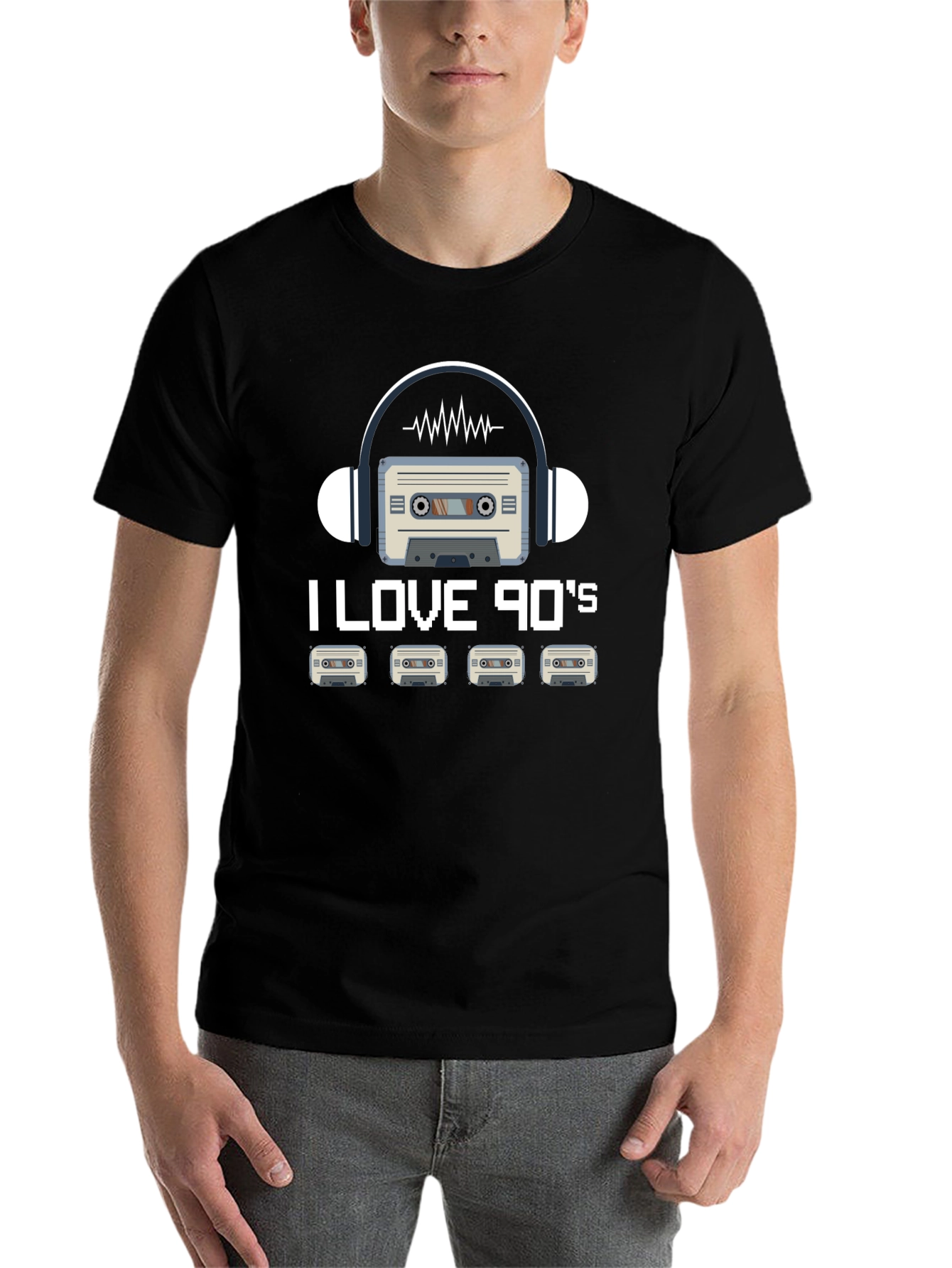 Black I Love 90's Cassette Tape Graphic Tee - Retro Style view 7