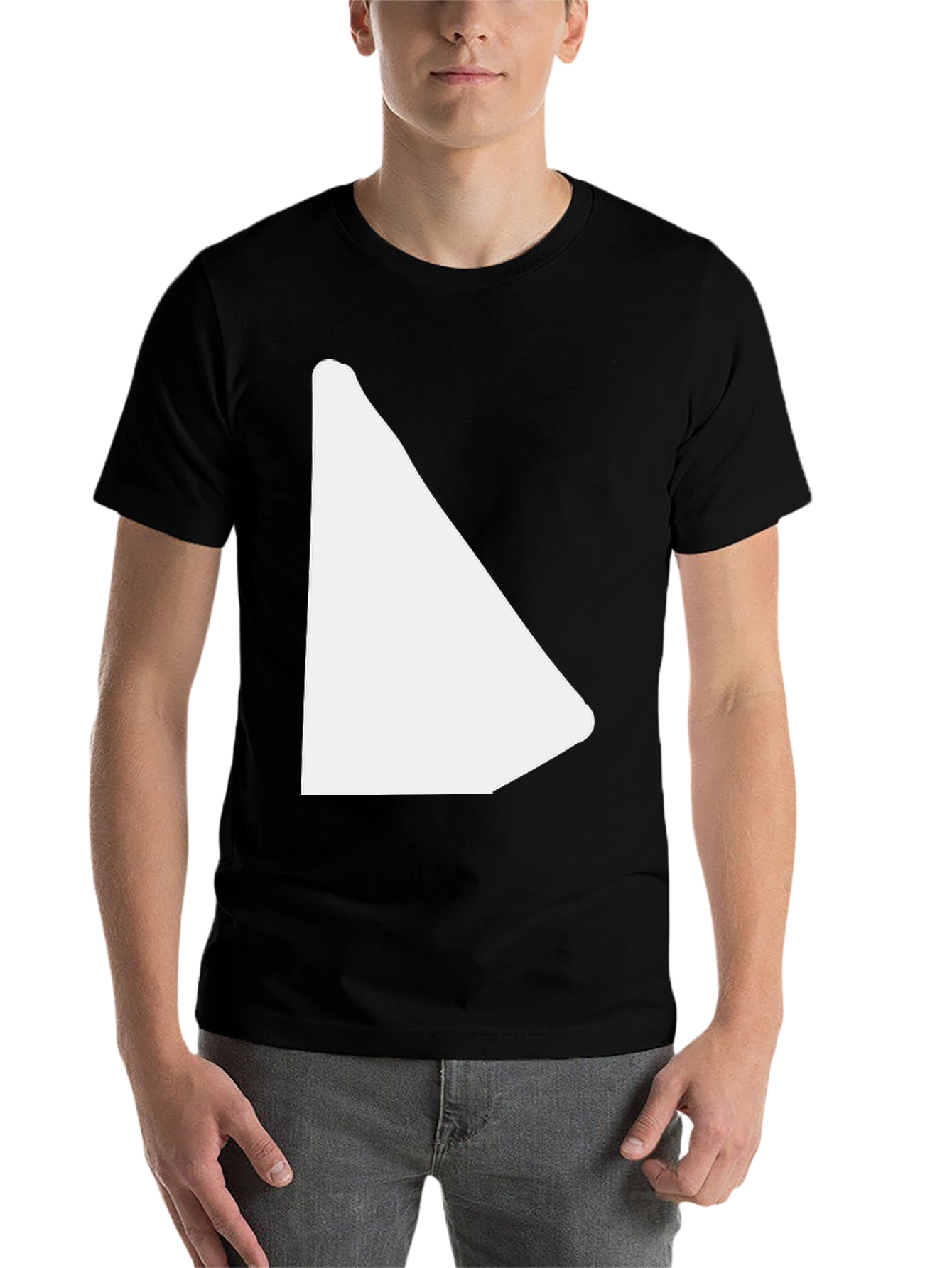 Black Men's Black T-Shirt with Unique White Graphic view 7