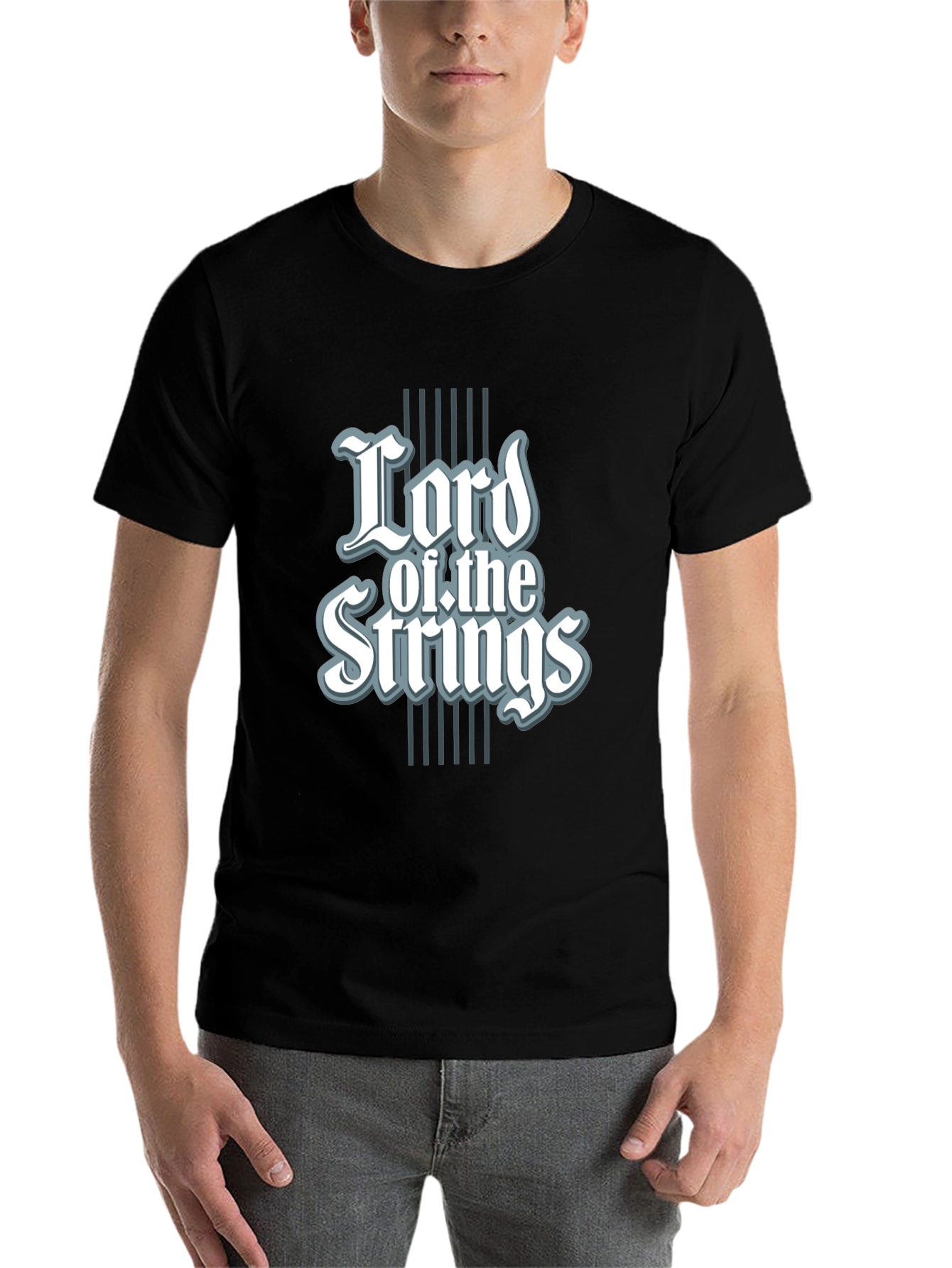 Black Lord of the Strings Graphic Tee - Black Cotton T-Shirt view 7