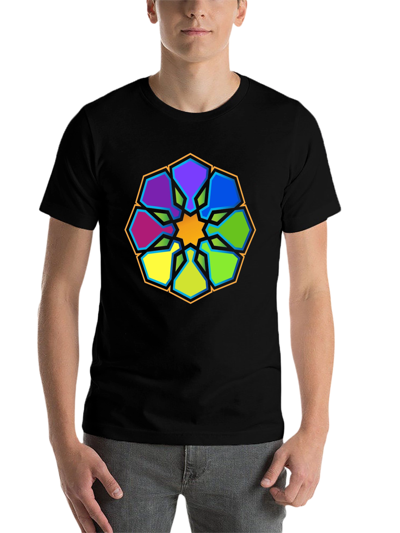 Black Geometric Mandala Graphic Tee - Stylish Black T-Shirt view 7