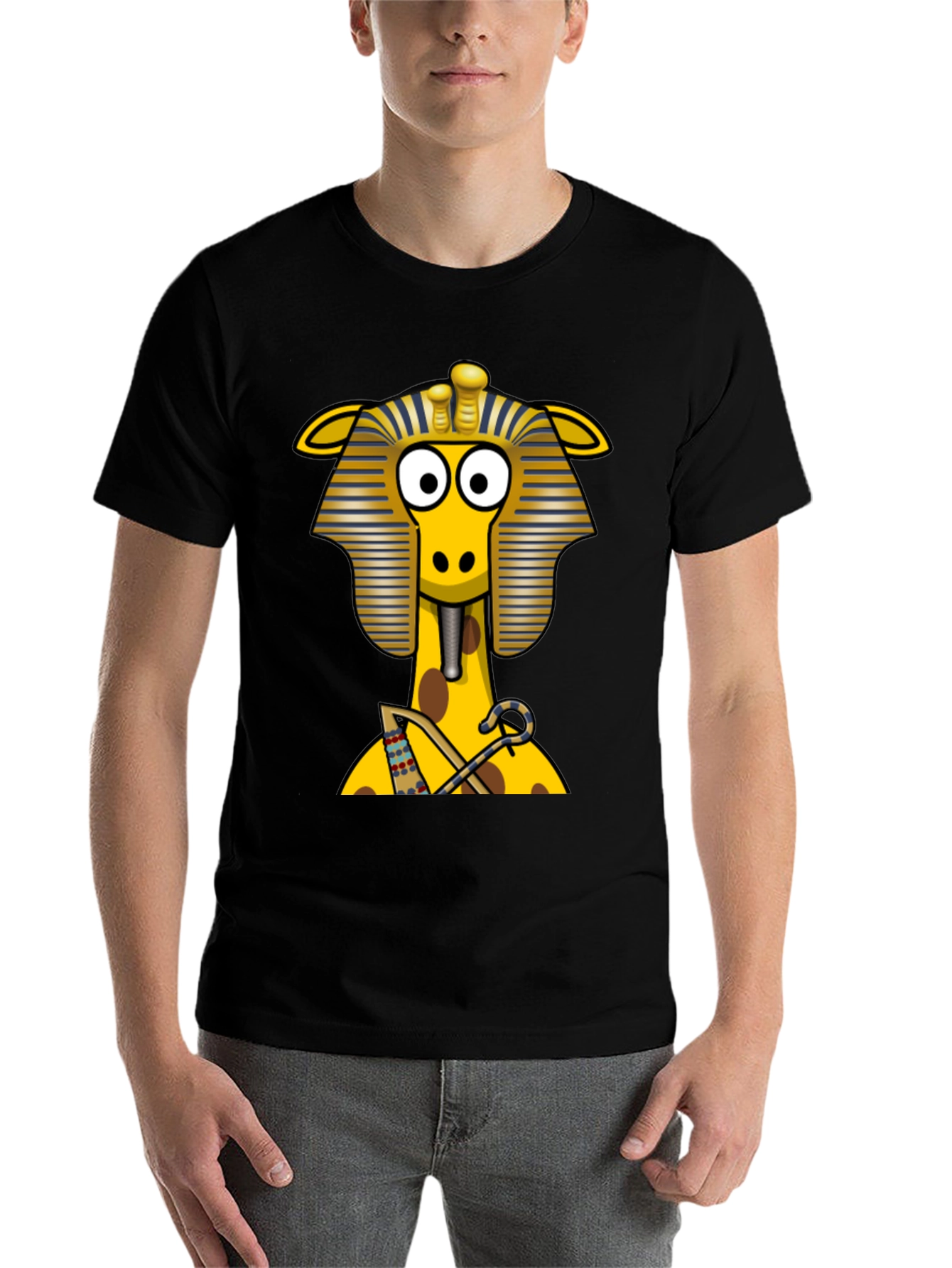 Black Egyptian Giraffe T-Shirt - Novelty Print view 7