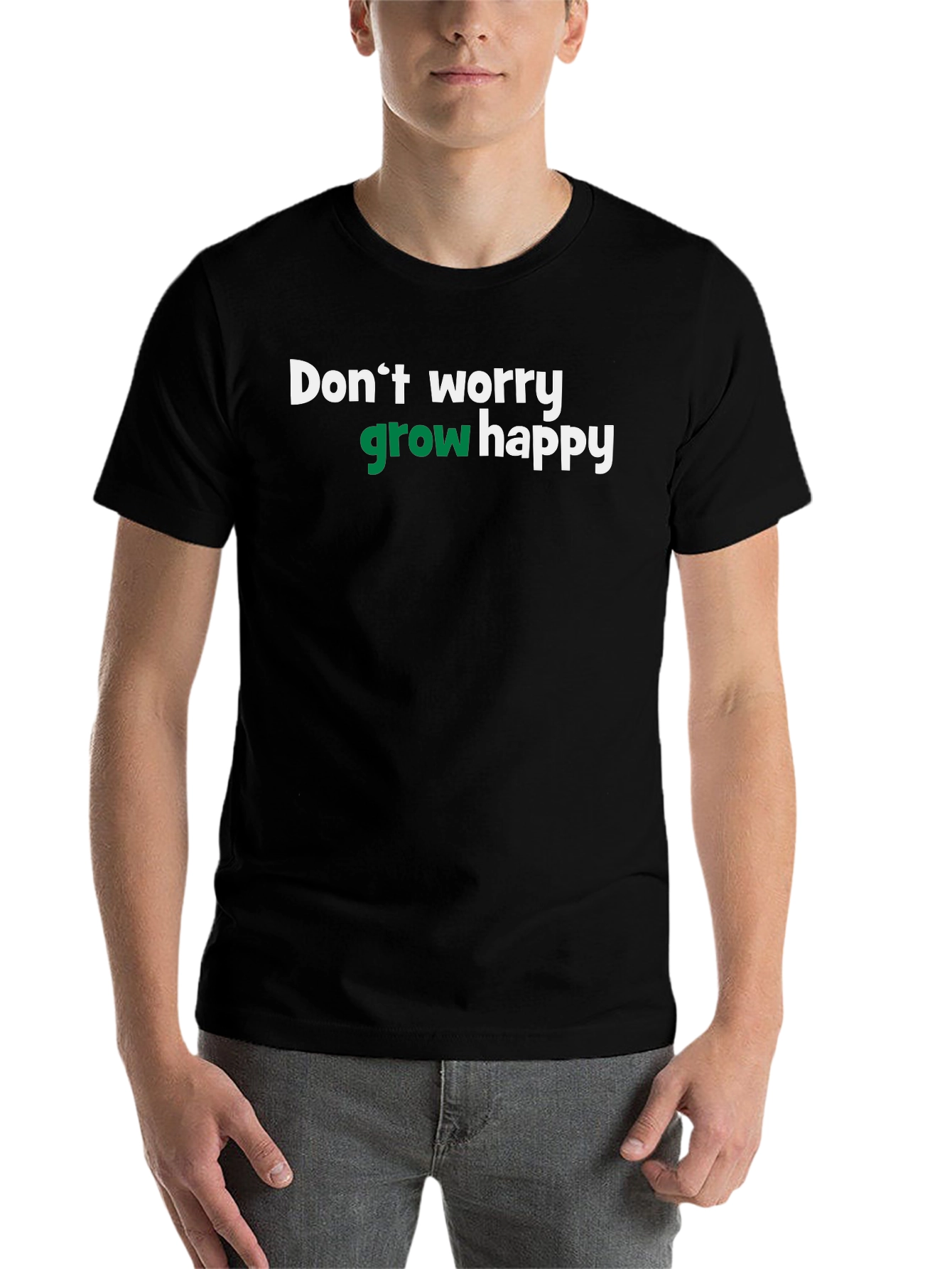 Black Don't Worry Grow Happy T-Shirt view 7