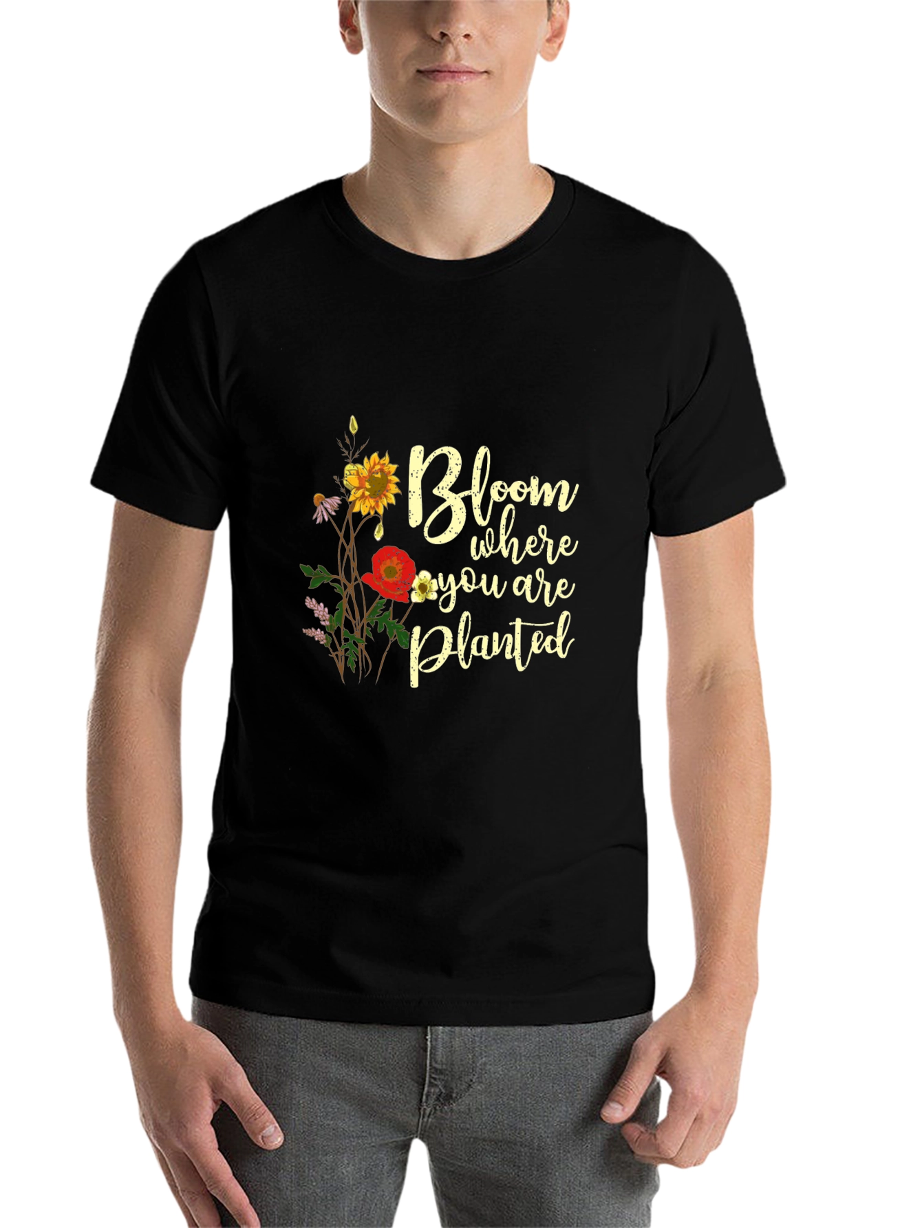 Black Bloom Where You Are Planted Graphic Tee view 7