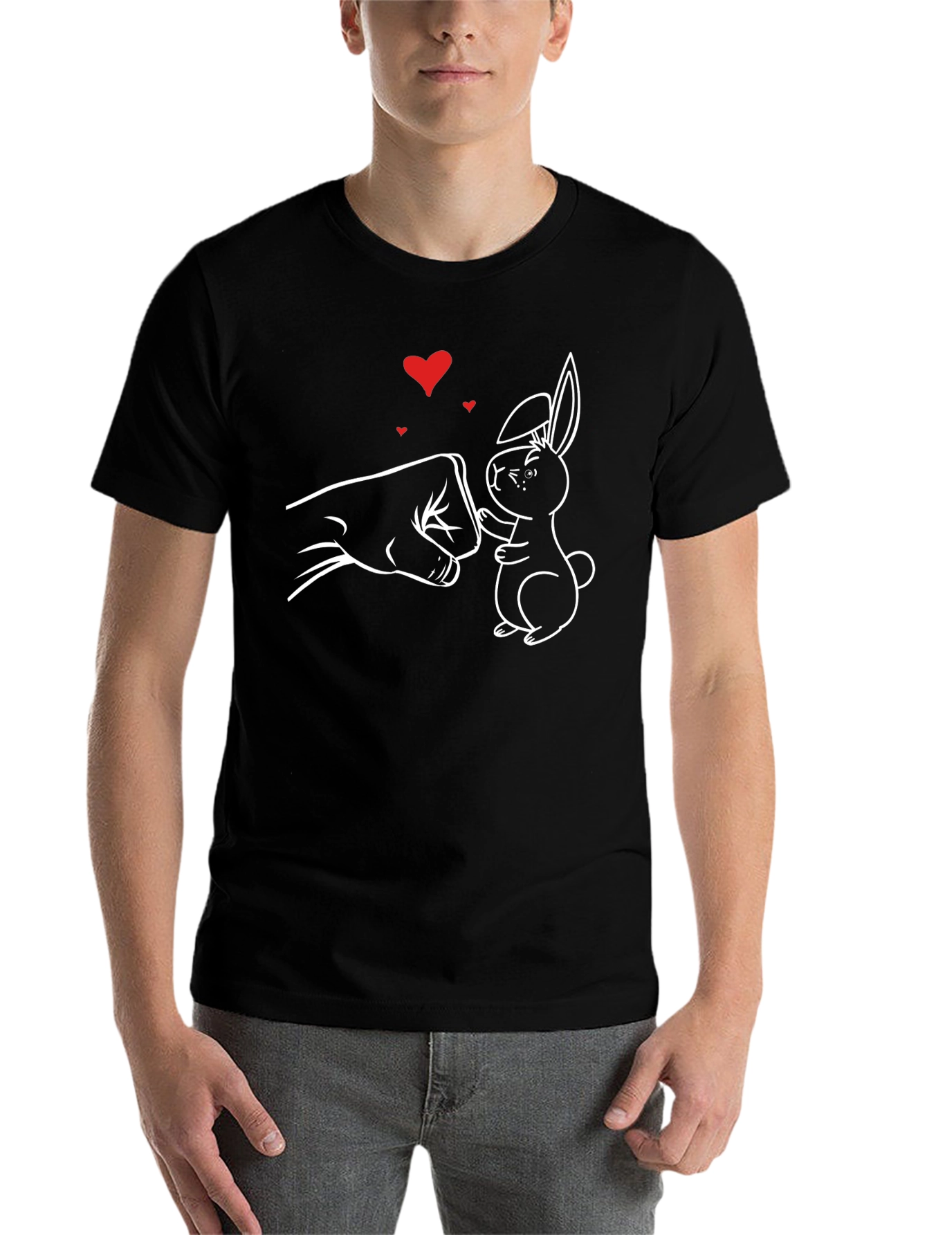 Black Bunny Fist Bump Graphic Tee - Black view 7